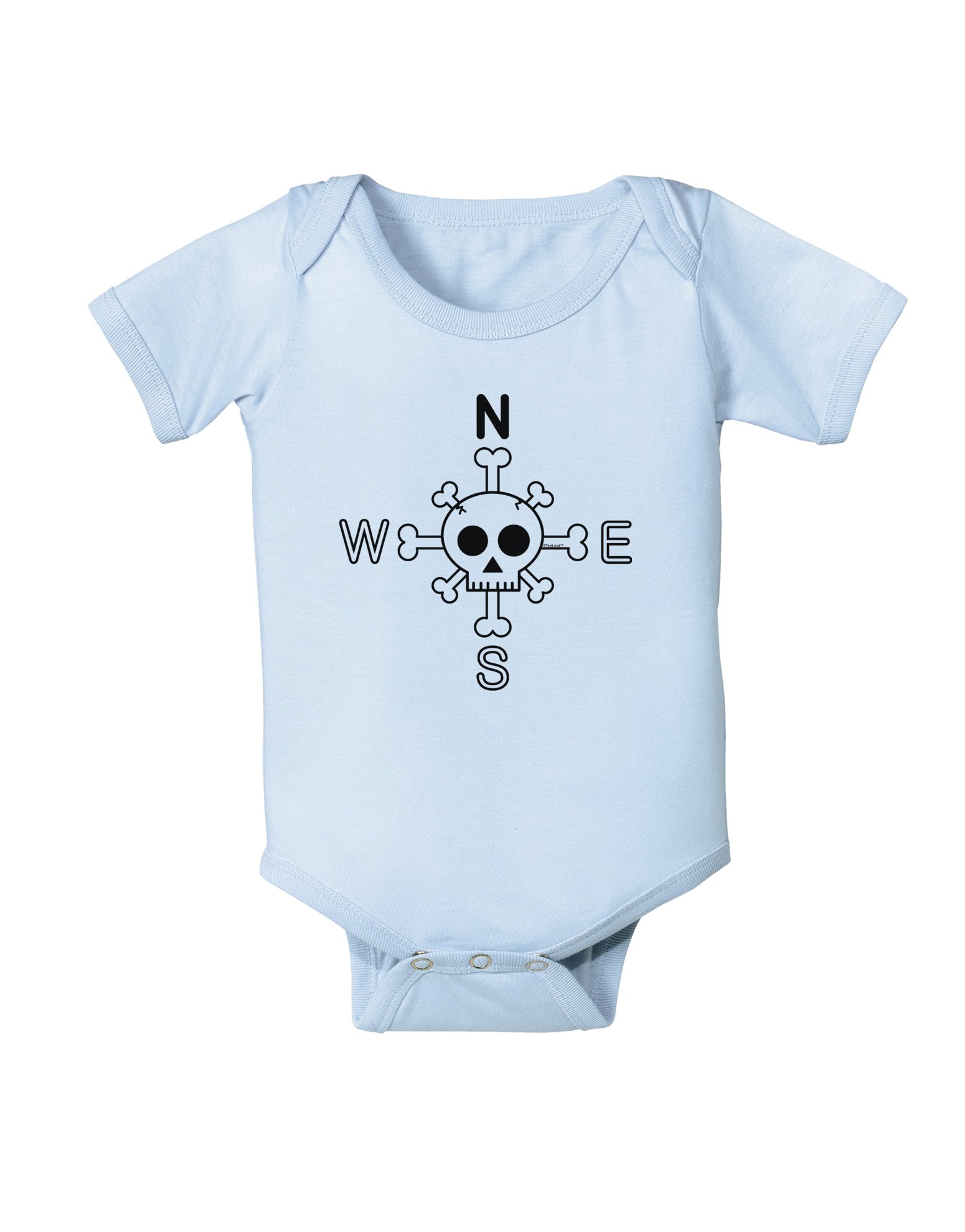 TooLoud Compass Rose Skull & Crossbones Baby Romper Bodysuit - Cute Gothic Outfit for Boys & Girls - Perfect for Halloween, Pirate Parties & Photo Shoots