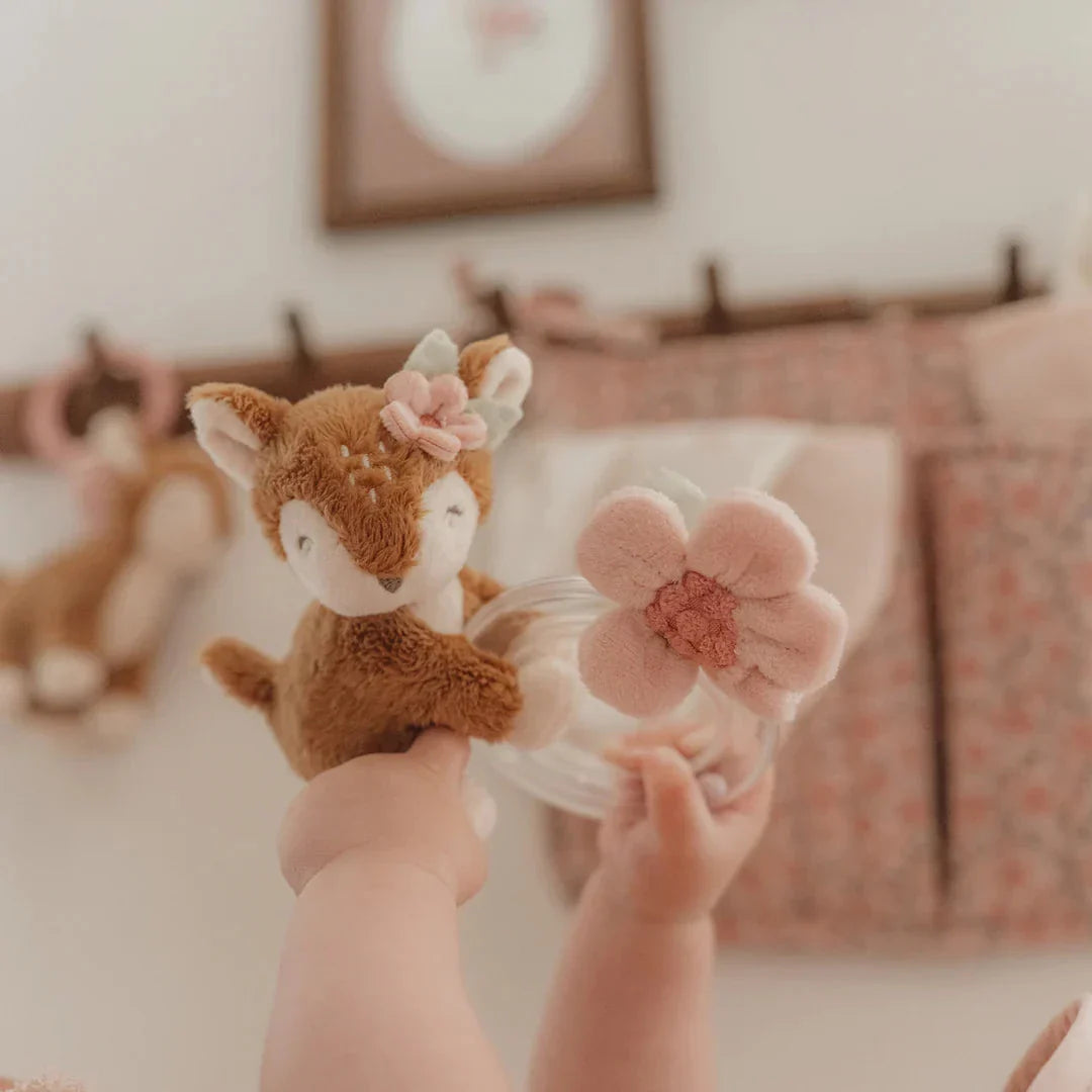 Fairy Garden Deer Ring Rattle - Wooden Baby Teether Toy for Infants & Toddlers - Perfect for Sensory Play, Early Learning and Nursery Decor