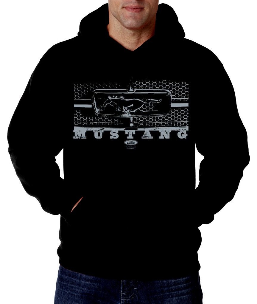 Ford Mustang Hoodie for Men - Honeycomb Grille Design Pullover Sweatshirt | Perfect for Car Enthusiasts & Racing Fans | Casual Wear & Car Shows