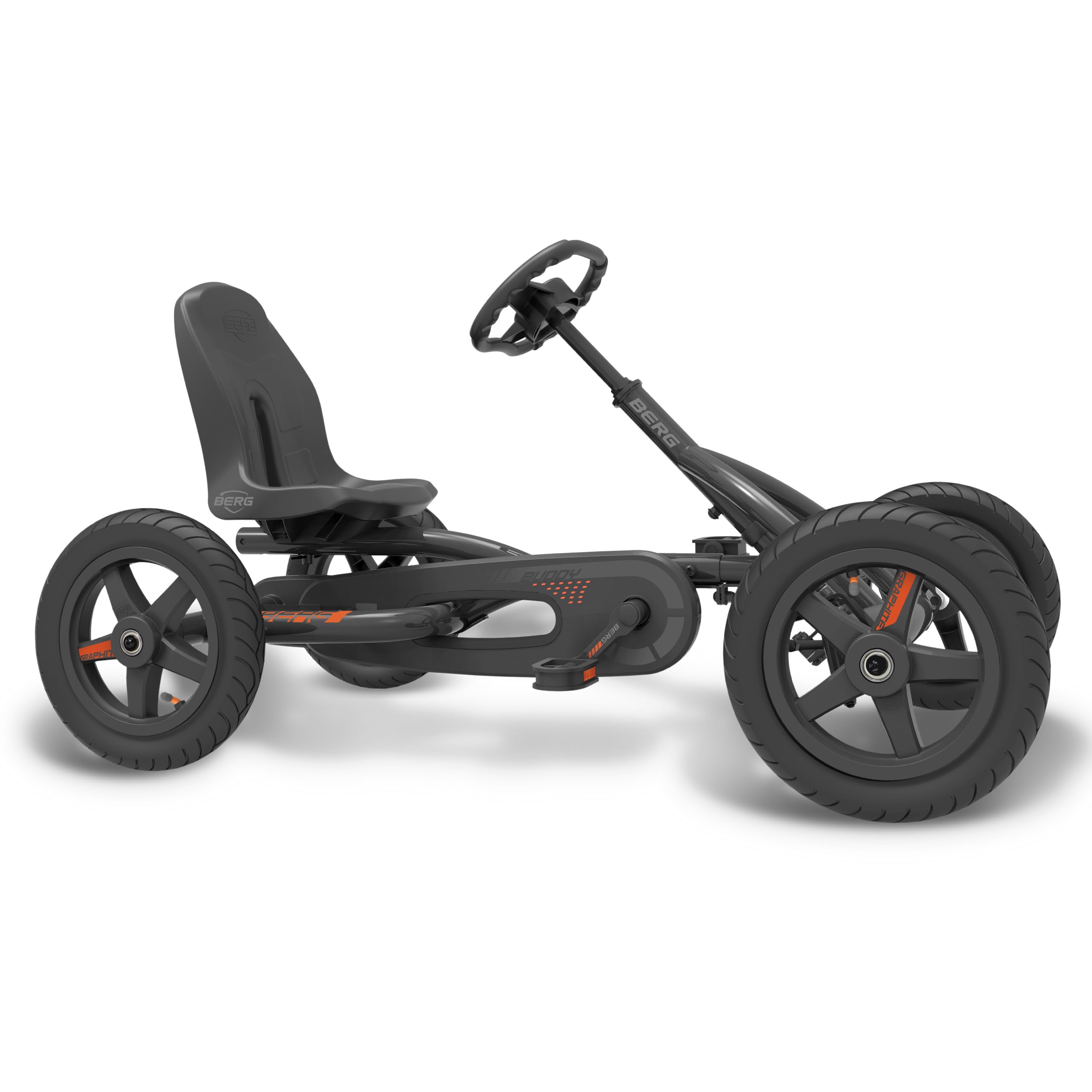 Berg Toys Buddy Graphite Pedal Go Kart for Kids Ages 3-8 | Adjustable Seat BFR System | Outdoor Ride-On Toy for Backyard & Park Play | Pedal Car for Children's Outdoor Activities (Graphite)
