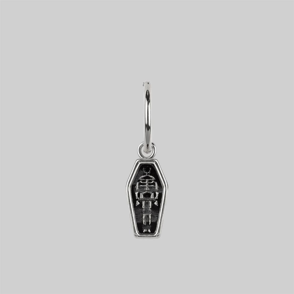 Gothic Skeleton Coffin Hoop Earrings in Silver - Perfect for Halloween, Punk Fashion & Gothic Jewelry Lovers