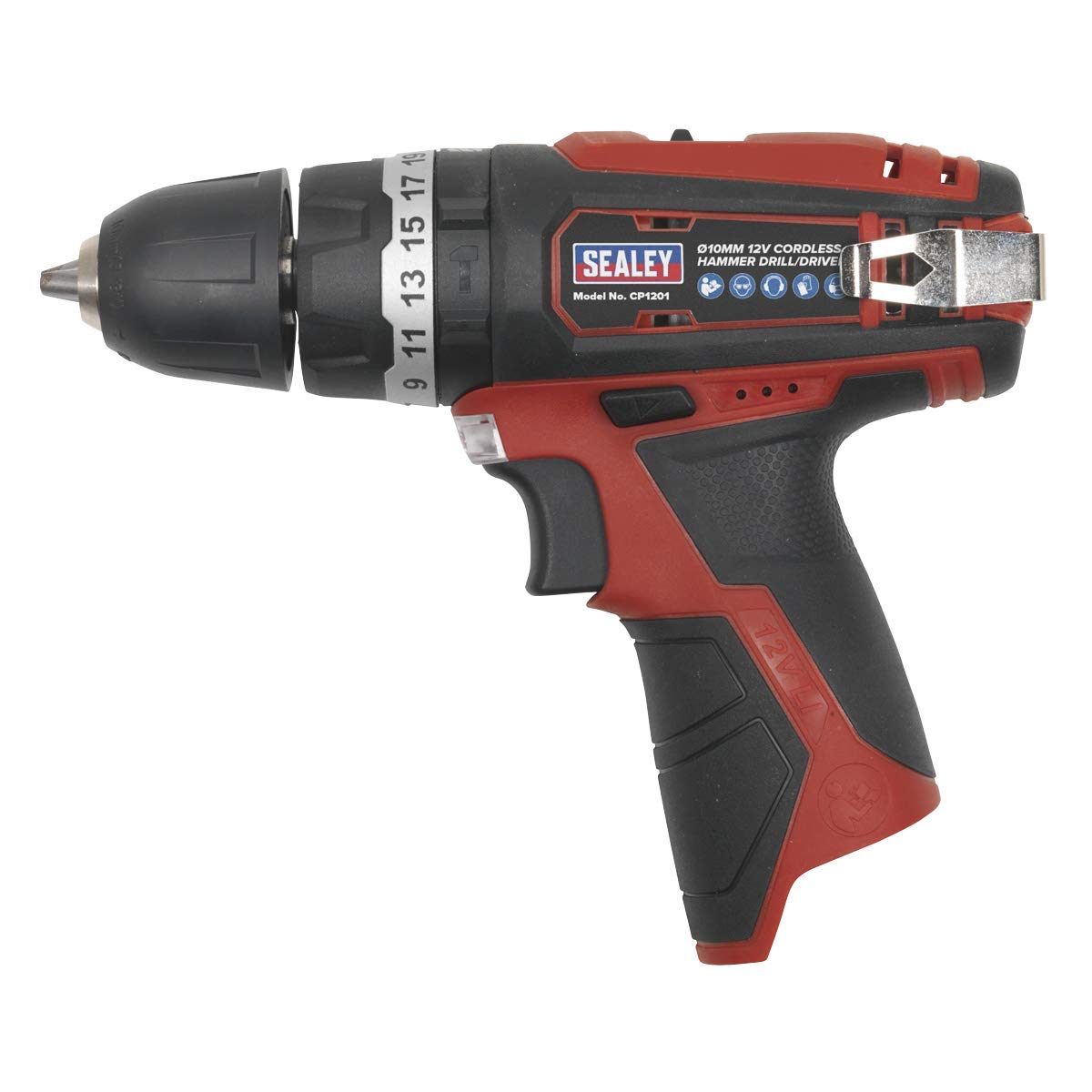 Sealey CP1201KIT 12V Li-ion Hammer Drill/Driver Kit with 2 Batteries & 10mm Chuck - Perfect for DIY Projects, Home Repairs & Construction Work