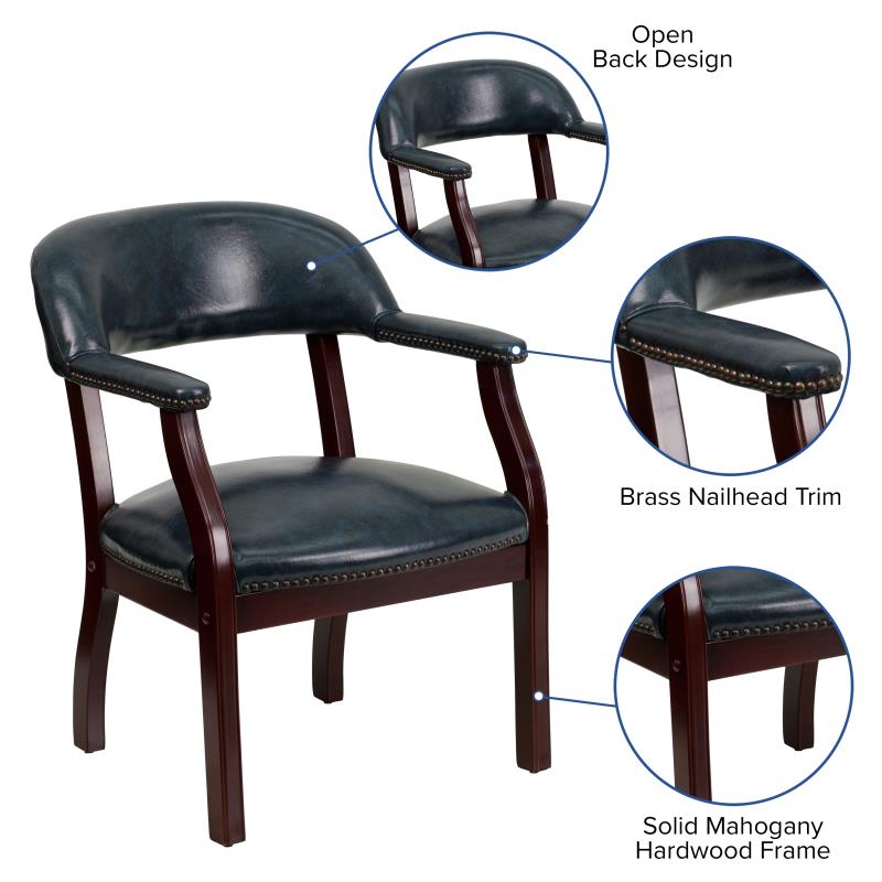 Premium Traditional Vinyl Conference Chair with Elegant Nailhead Trim - Perfect for Office Meetings, Executive Suites & Home Offices