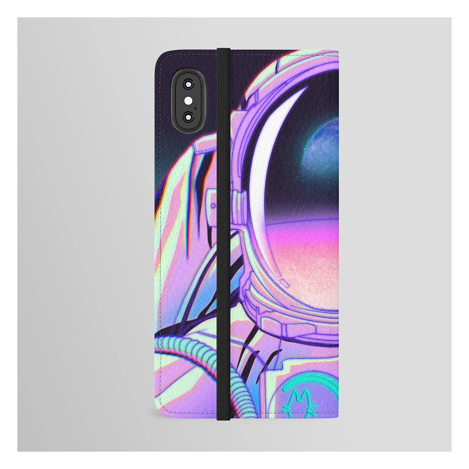 Surudenise Space Travel 20xx Wallet Phone Case for iPhone X - Slim Protective Cover with Card Slots | Perfect for Travel, Commuting & Everyday Use