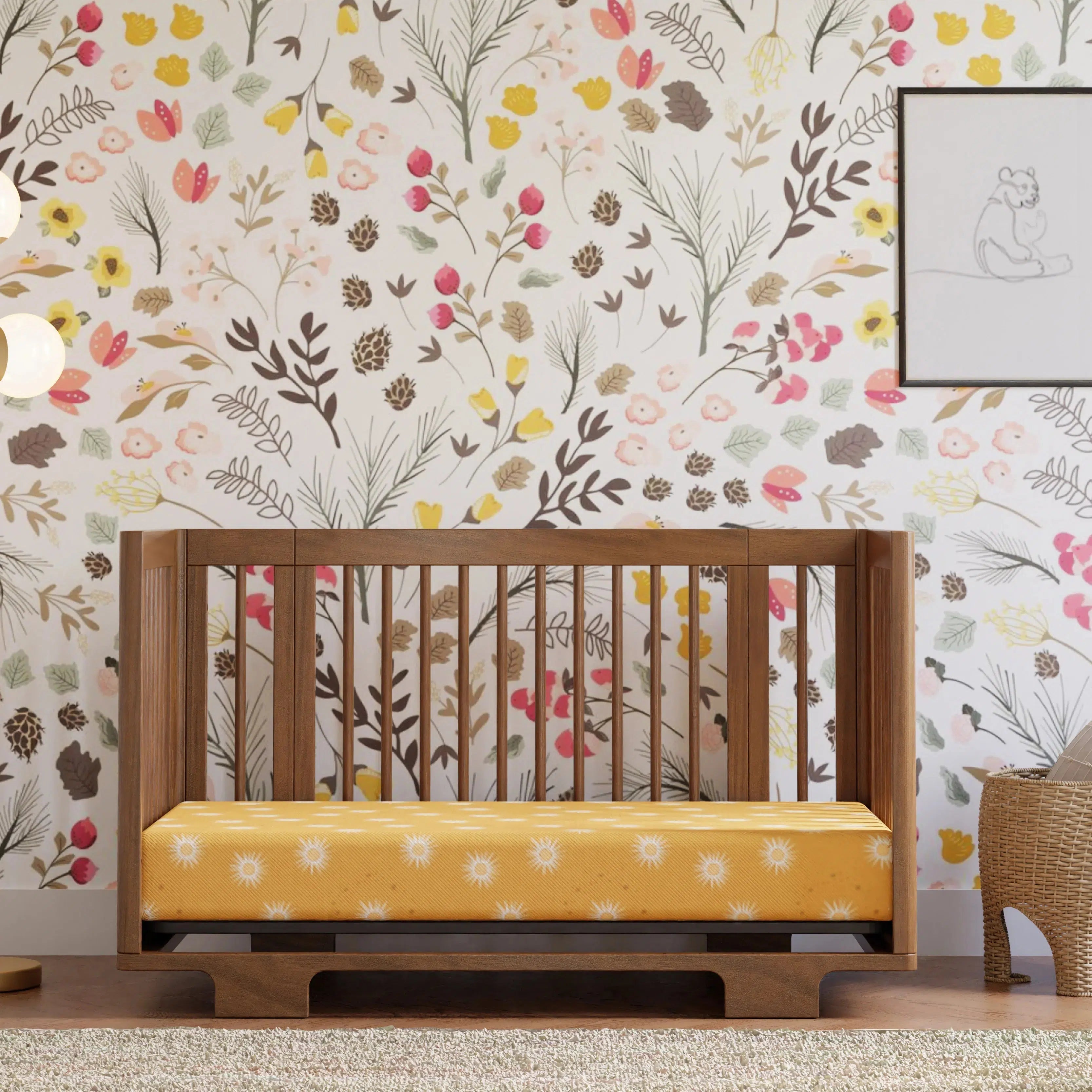 Babyletto Yuzu 8-in-1 Convertible Crib in Natural Walnut - Nursery to Toddler Bed for Safe & Stylish Baby Room Decor
