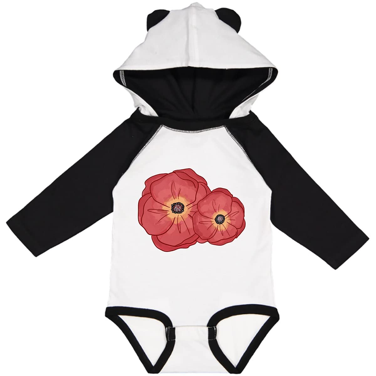 Inktastic Red Poppy Flowers Long Sleeve Baby Bodysuit - Soft Cotton Creeper for Newborns & Infants - Perfect for Family Photos, Holidays & Special Occasions