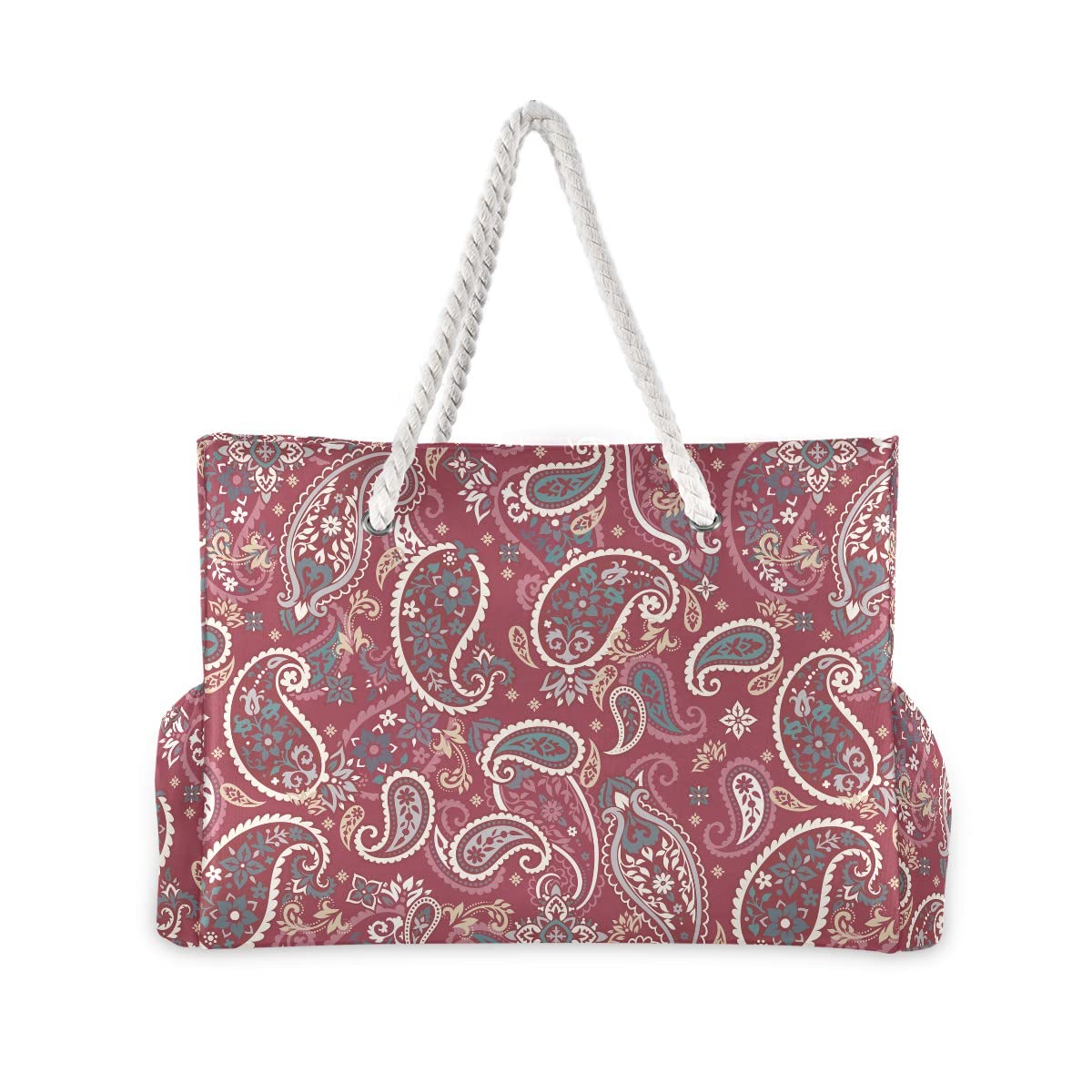 Large Waterproof Beach Tote Bag for Women - Boho Pattern with Zipper Pockets | Perfect for Travel, Gym, Swimming & Summer Outings