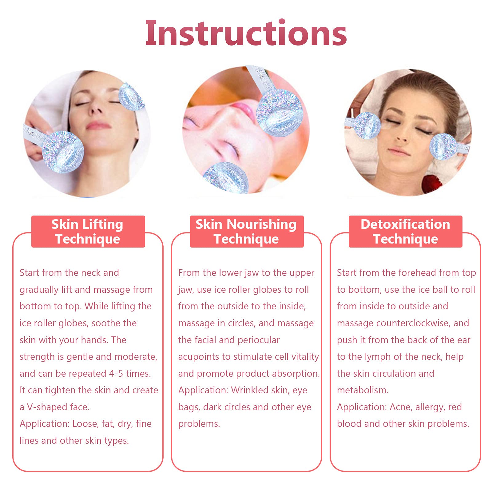Lechnical 2PCS Facial Ice Globes & Ice Roller - Cold & Hot Therapy Crystal Glass Balls for Face Massage, Redness Soothing & Wrinkle Reduction | Perfect for Morning Skincare Routine, Post-Workout Recovery & Spa Relaxation