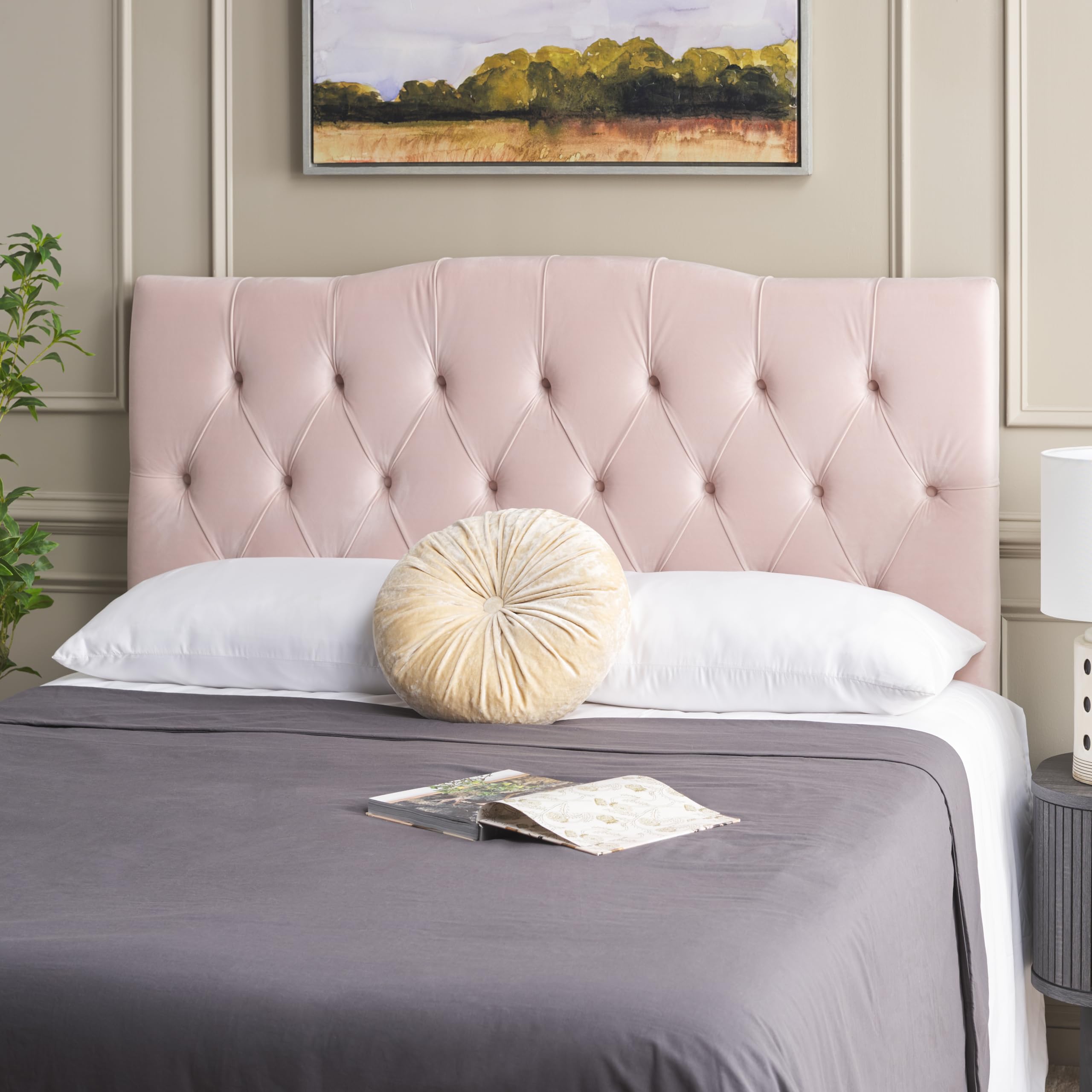Safavieh Axel Hemp Linen Tufted Headboard King Size - Natural Textured Upholstered Bed Headboard for Master Bedroom, Guest Room & Home Decor