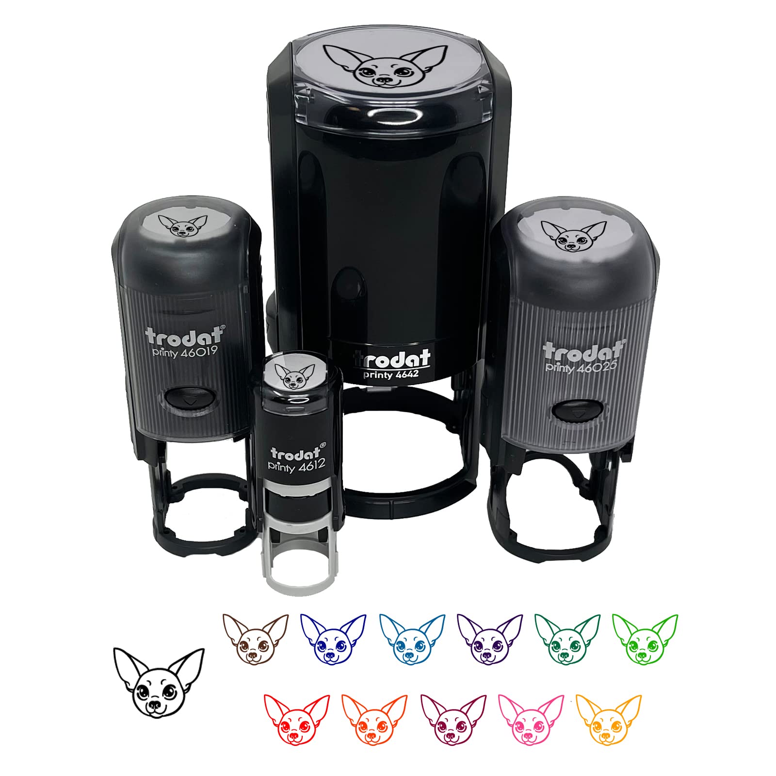 Chihuahua Dog Head Self-Inking Rubber Stamp - 1 Inch Medium Blue Ink for Crafting, Scrapbooking & Planner Decoration - Perfect for DIY Projects, Journals & Card Making