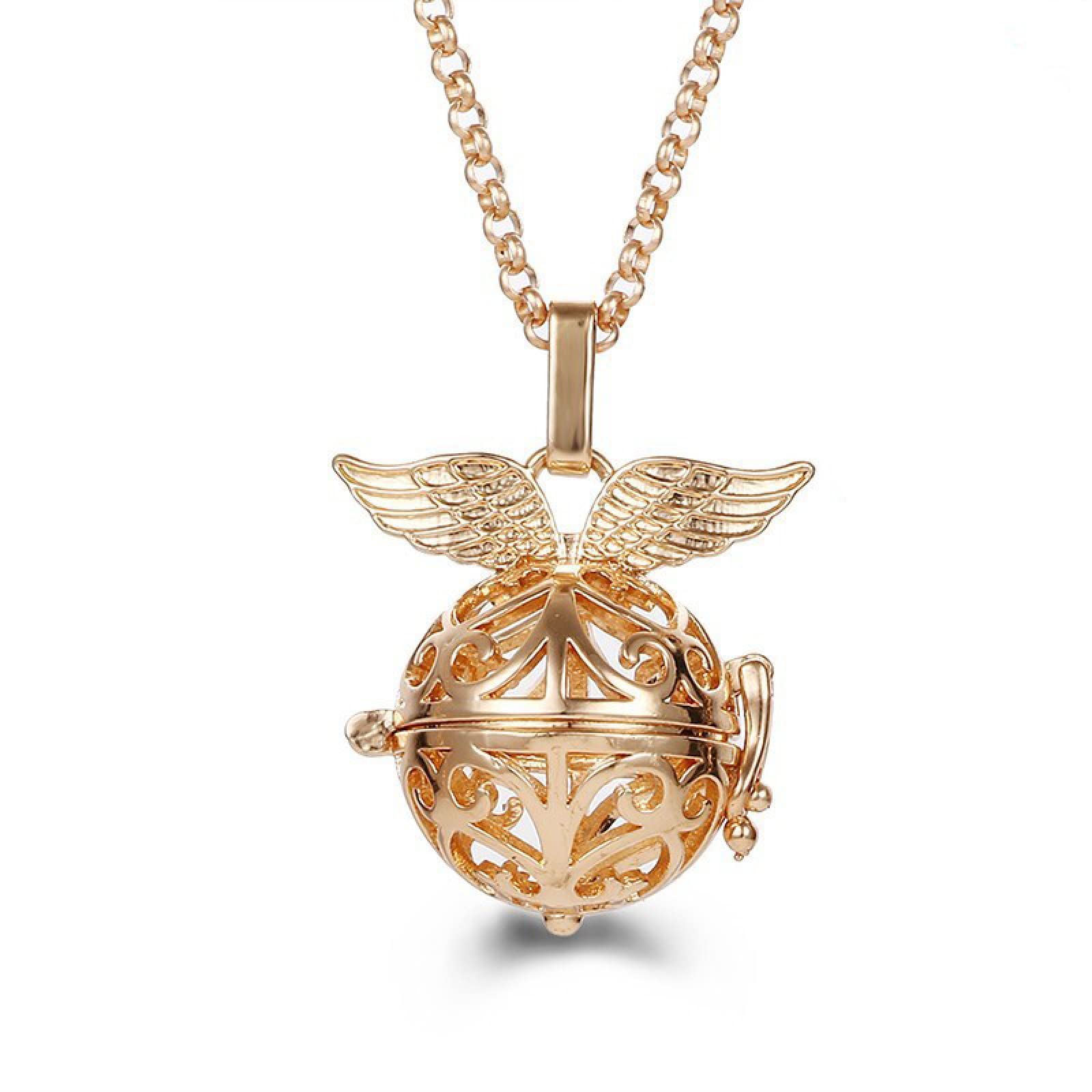 BKSGQAOERB Aromatherapy Essential Oil Necklace - Angel Wing Locket Pendant with Diffuser for Stress Relief & Relaxation | Perfect for Yoga, Meditation & Daily Wear