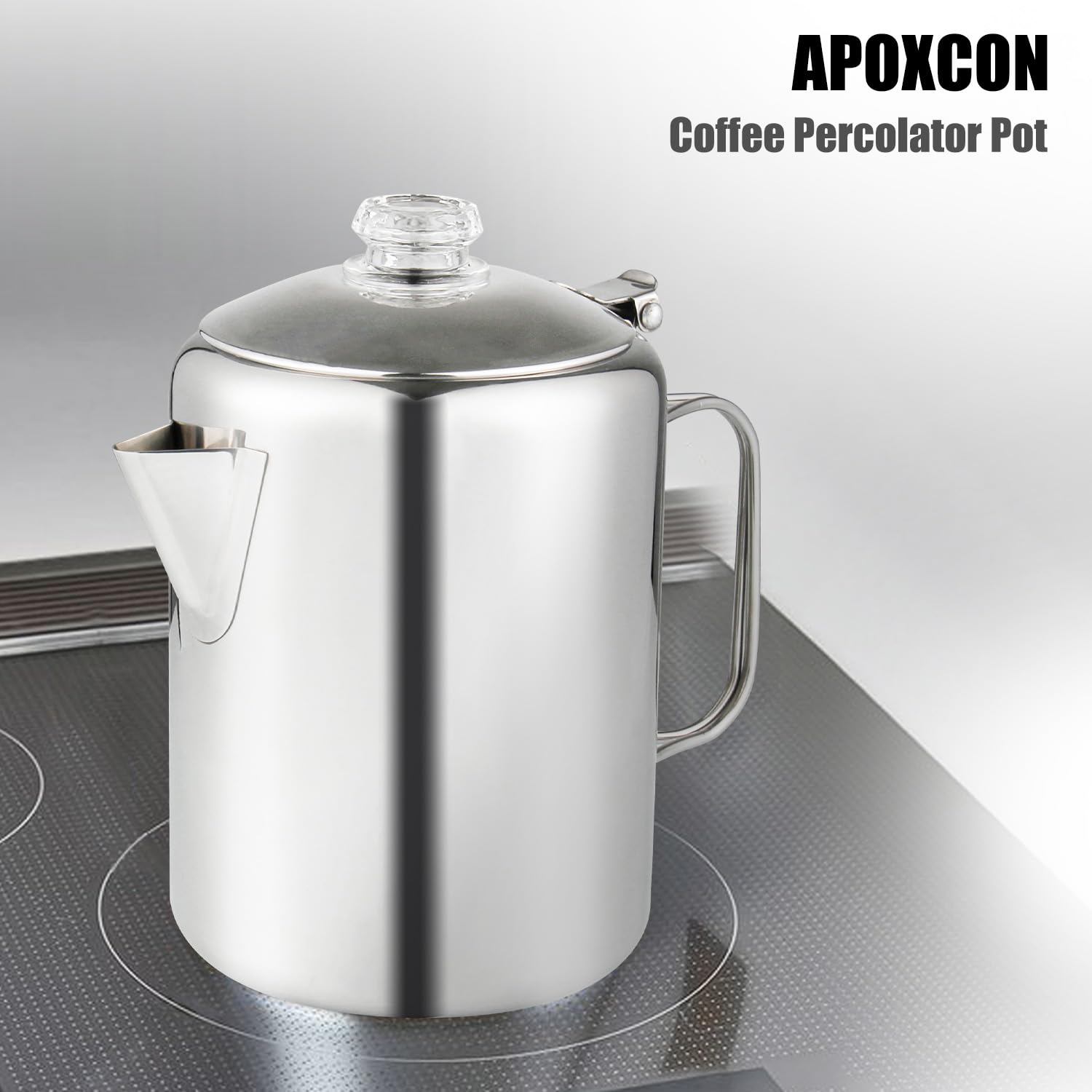 **Stainless Steel Percolator Coffee Pot with Heat-Resistant Glass Knob - Compact Stovetop & Campfire Coffee Maker for Fast Brewing - Perfect for Outdoor Travel, Camping & Home Use**