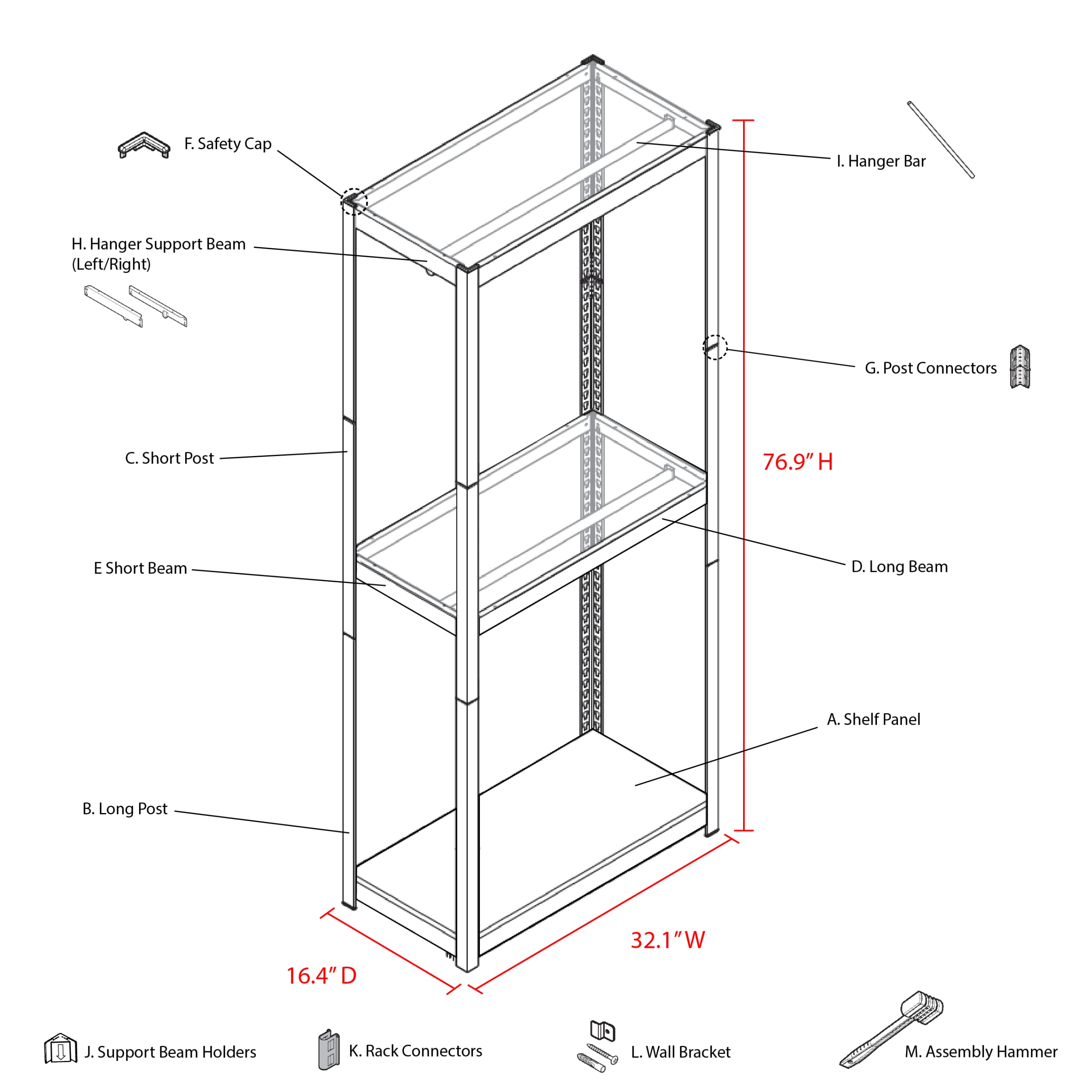 Premium 2-Tier Heavy Duty Clothing Rack - Adjustable Modular Metal Shelving for Bedroom & Closet Organization (32.1
