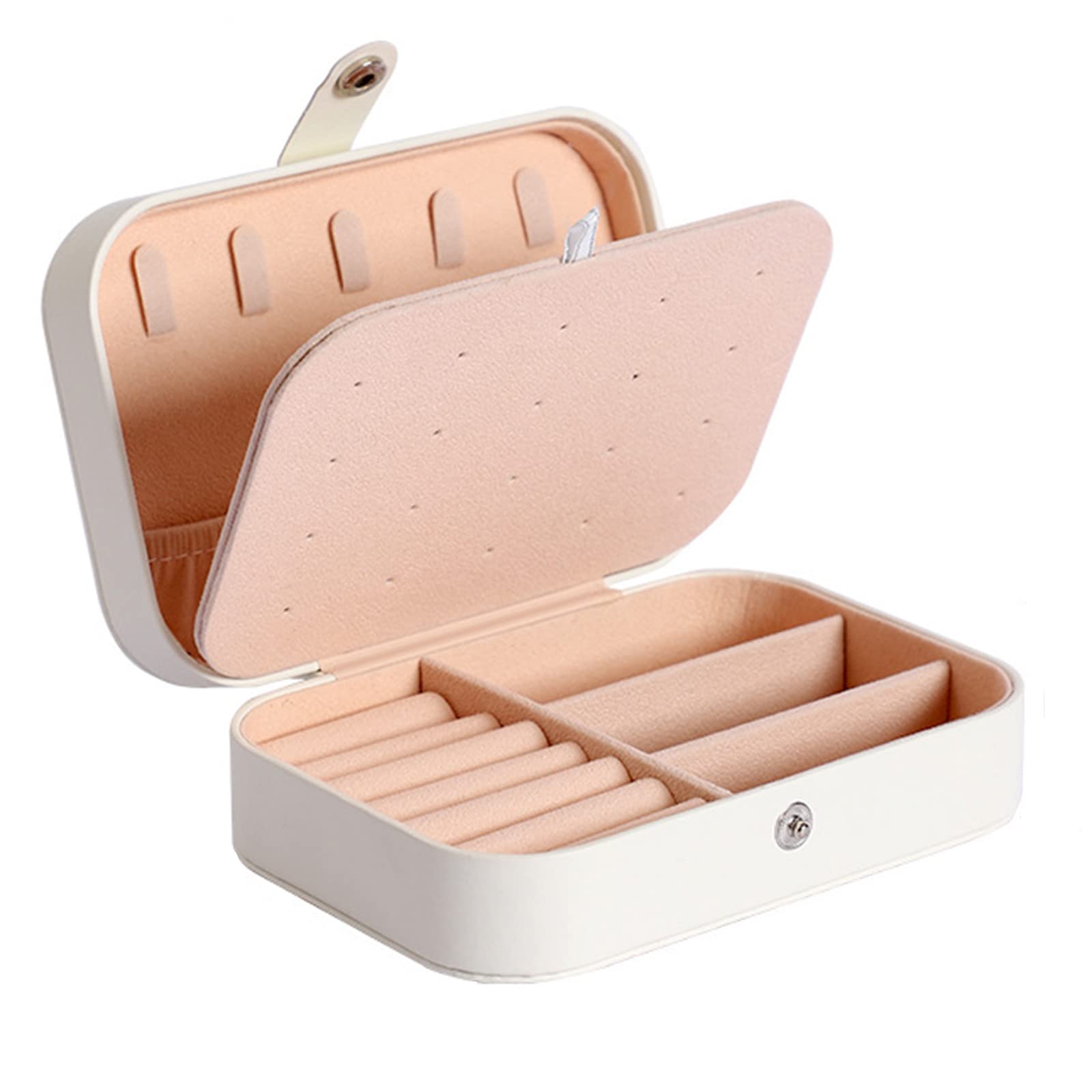 PU Leather Small Jewelry Box - Portable Flip Top Travel Jewelry Organizer for Rings, Necklaces & Earrings | Multi-Layer Storage Case for Home, Office & Travel Accessories
