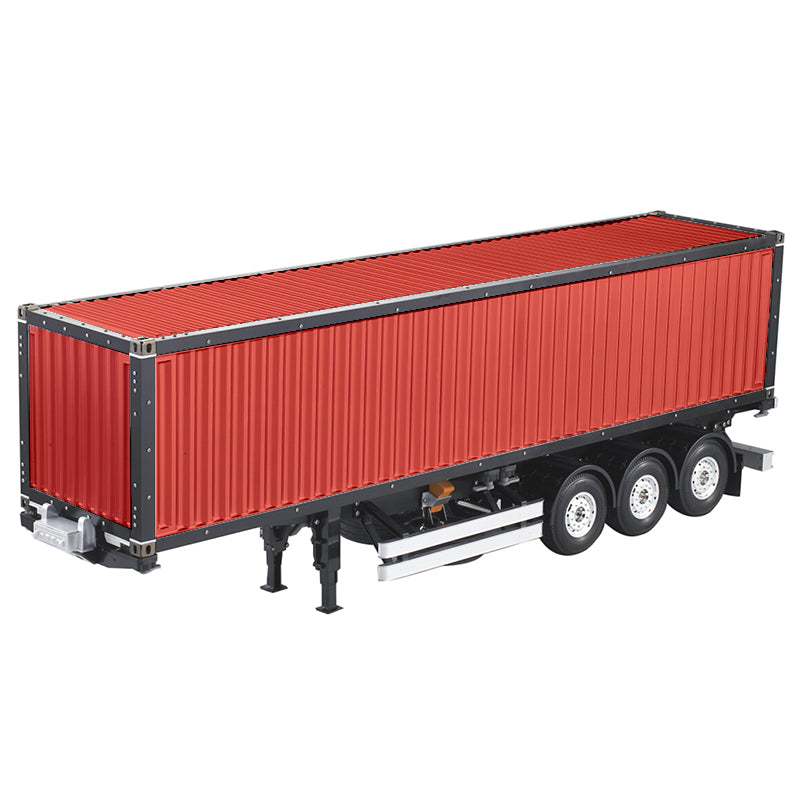 1/14 Scale 3-Axle Metal Chassis 40ft Container Semi Trailer - Painted RC Model for TAMIYA Tractor Truck & DIY RC Cars - Perfect for RC Hobbyists, Collectors and Model Truck Enthusiasts
