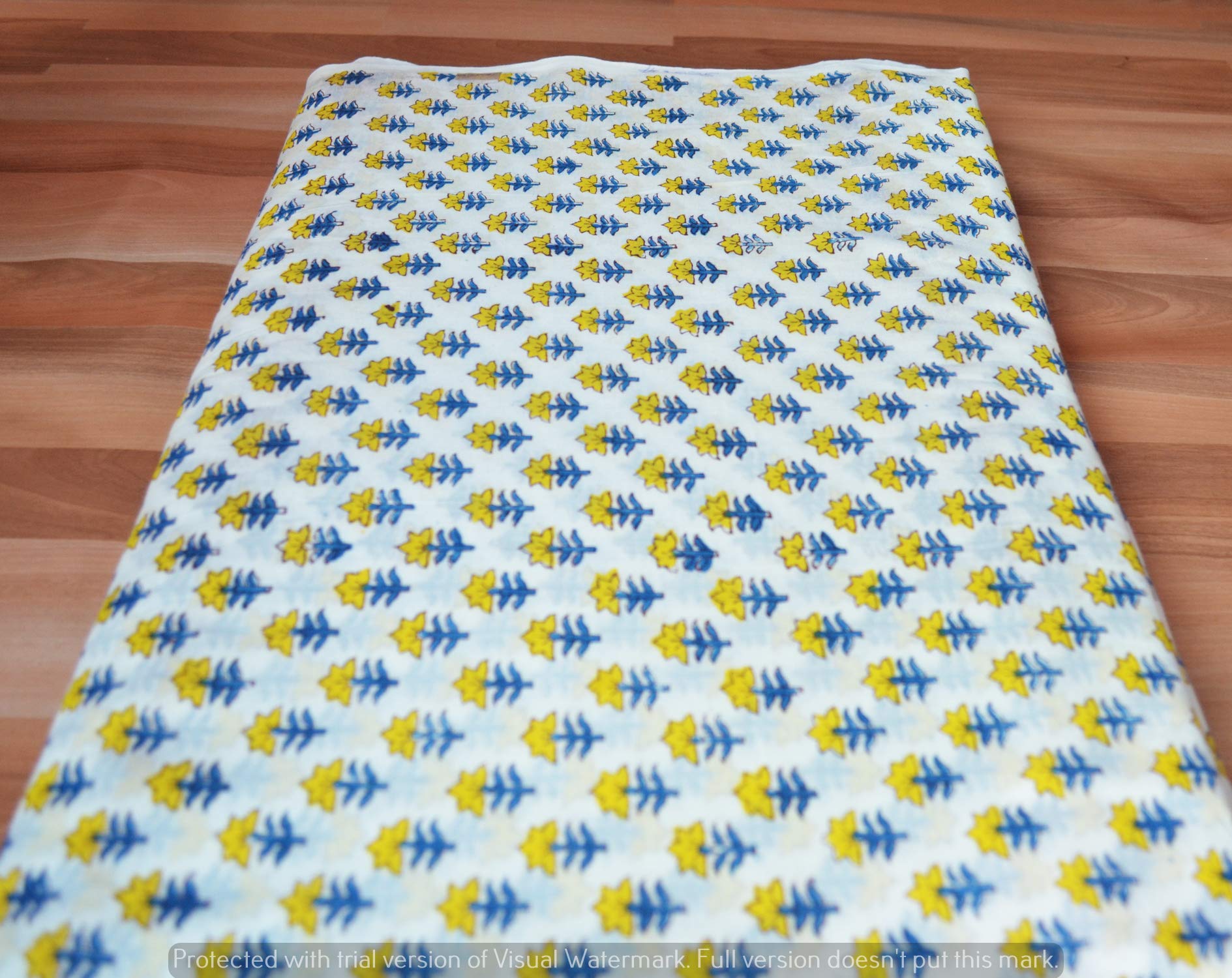 Jaipur Printed Cotton Fabric by The Yard - Traditional Indian Handblock Print for Summer Dresses, Kurtis, Sofa Covers & Scarves (20 Yards) | Perfect for DIY Fashion, Home Decor & Boho Style Projects
