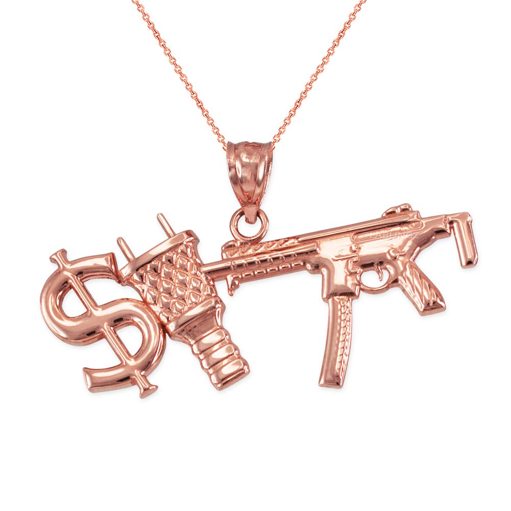 10K Rose Gold Dollar Sign Hip Hop Pendant Necklace for Men - Gangsta Bling Jewelry | Perfect for Rappers, Streetwear Fashion & Gift Giving