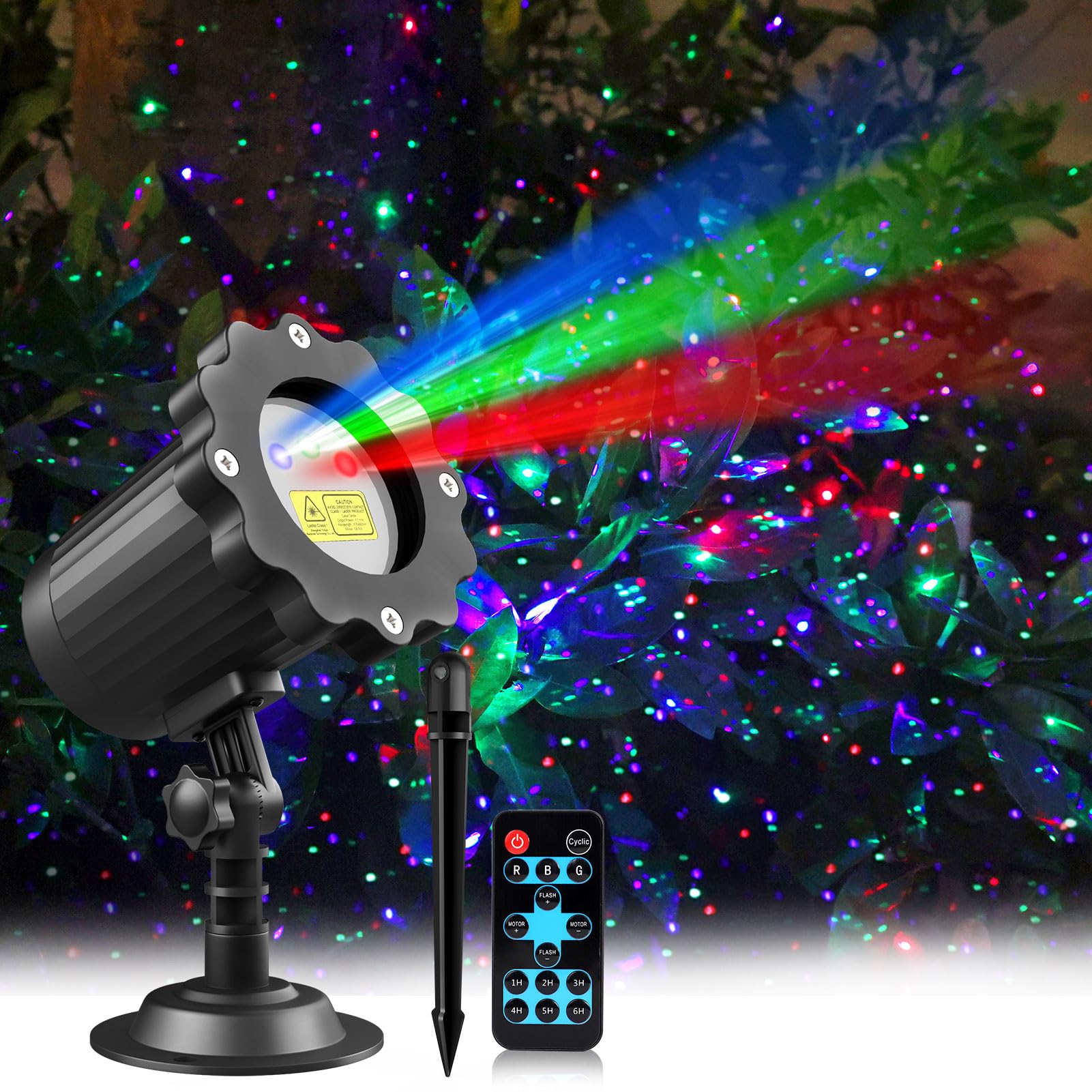Waterproof Outdoor Laser Projector Lights with 12 RGB Effects, Remote Control & Timer - Perfect for Weddings, Christmas, Holiday Parties, Garden & Landscape Decor