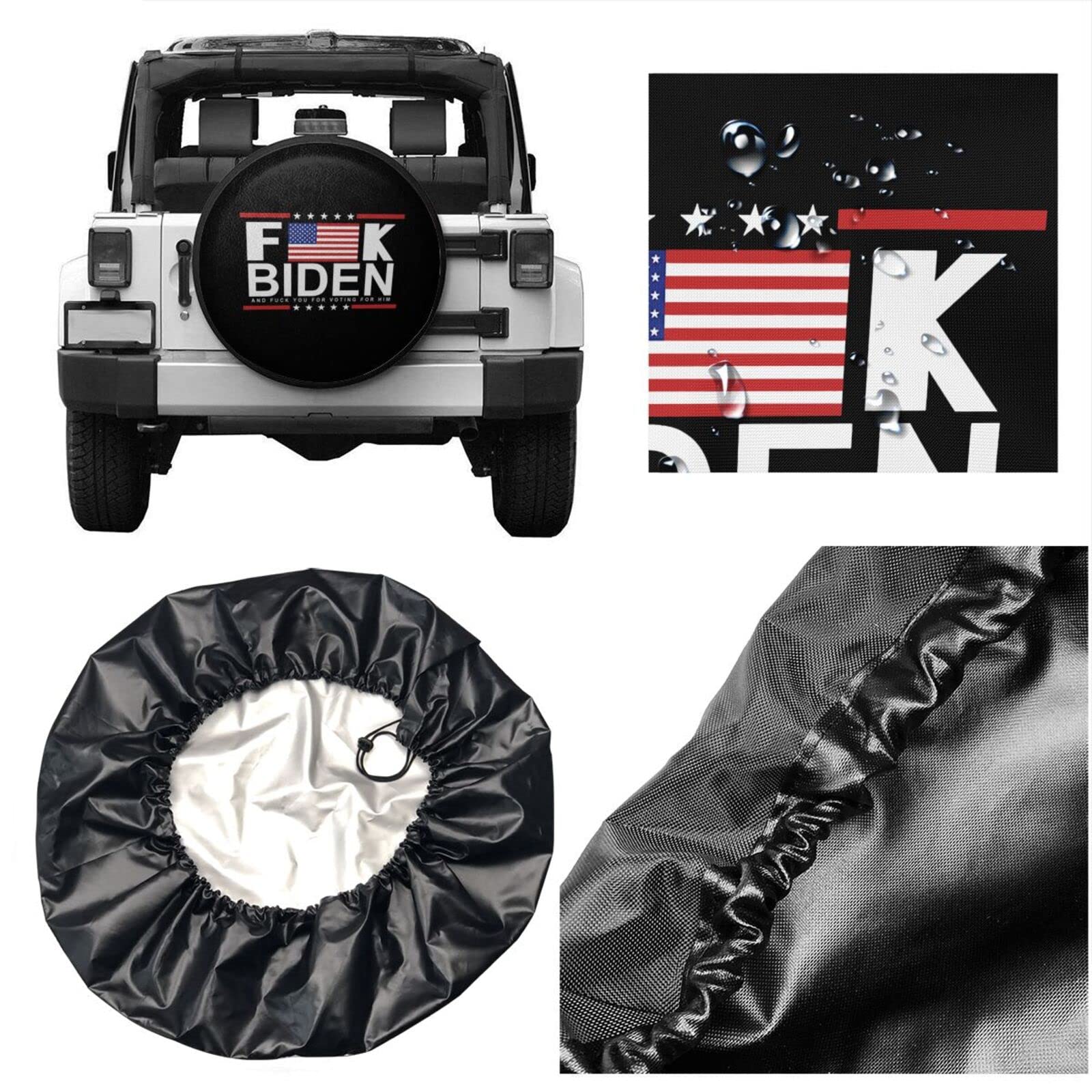 Funny Anti-Biden Spare Tire Cover - 15 Inch Wheel Cover for Jeep, RV, SUV, Truck & Camper | Durable Travel Trailer Accessory with Humorous Design | Perfect for Road Trips, Camping & Political Statement