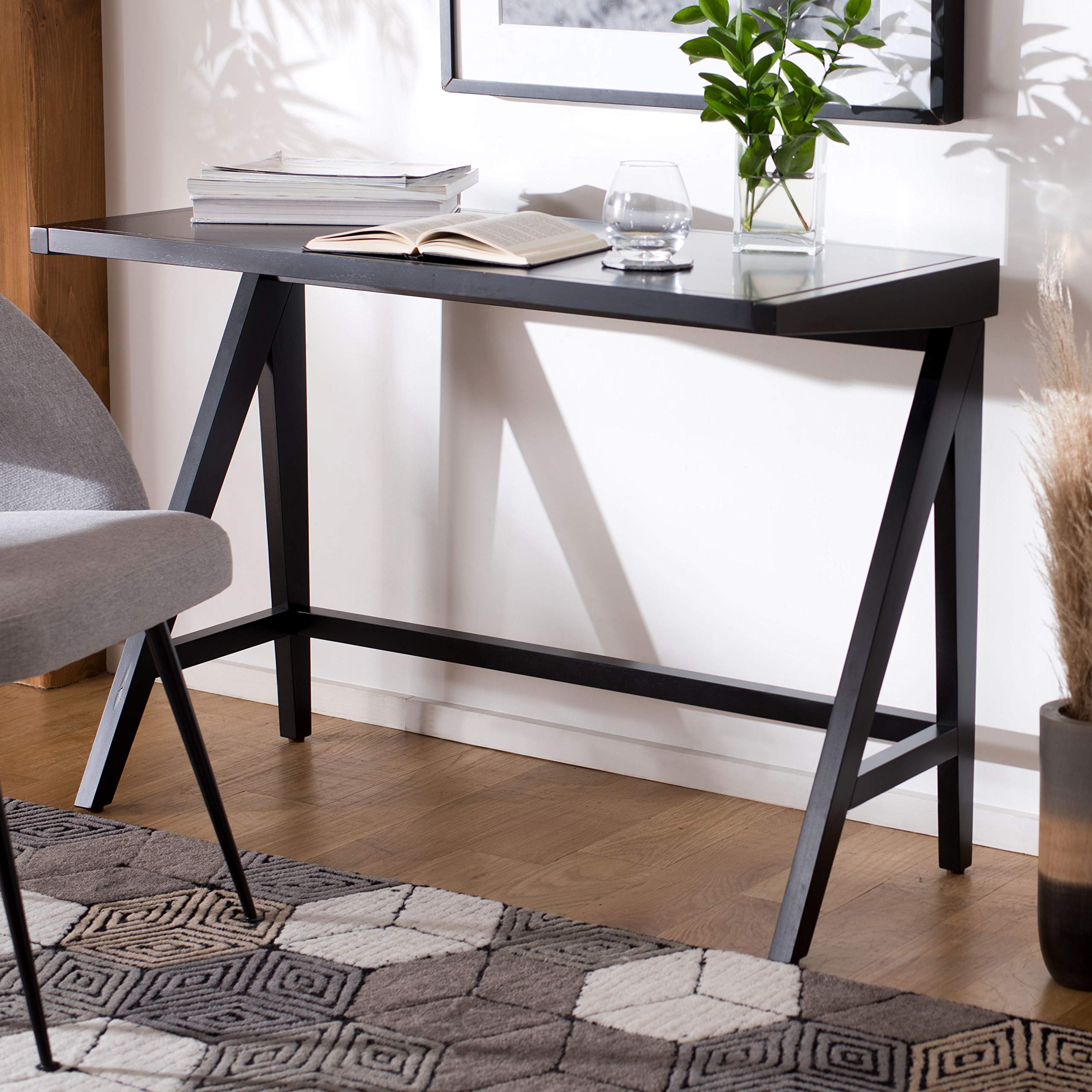 SAFAVIEH Ripley Black Modern Home Office Desk DSK5001B - Stylish Writing Desk for Small Spaces, Perfect for Home Office, Study, or Dorm Room
