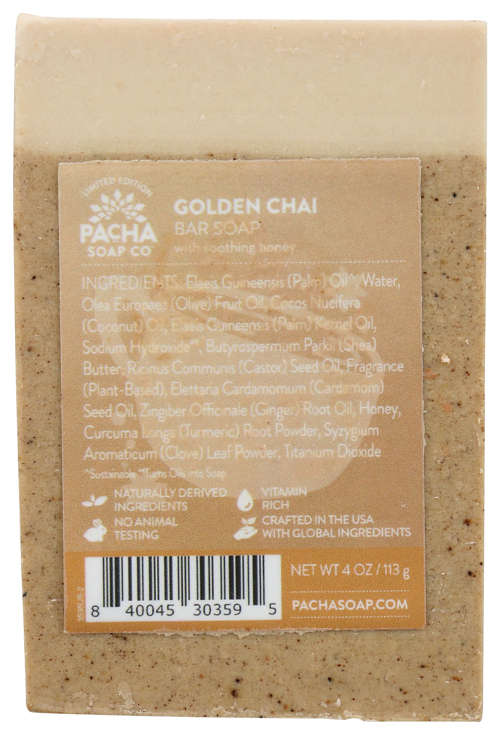 **PACHA SOAP Golden Chai Bar Soap 4Oz – Natural, Handmade, Vegan & Cruelty-Free Soap for Dry & Sensitive Skin – Perfect for Daily Use, Gifts & Spa Relaxation**