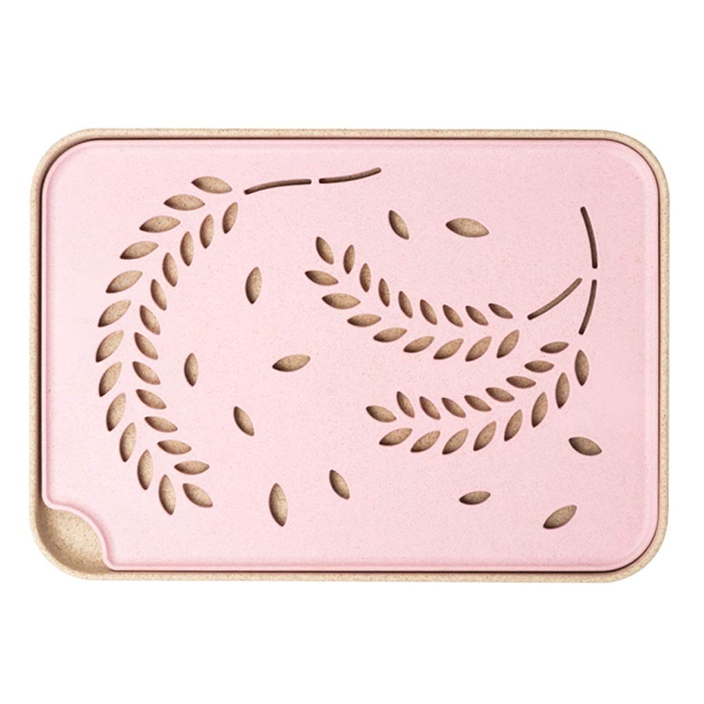 Eco-Friendly Wheat Fiber Serving Tray - Rectangular Double Drain Food Tray for Kitchen & Dining (Pink) | Perfect for Parties, Breakfast in Bed & Entertaining
