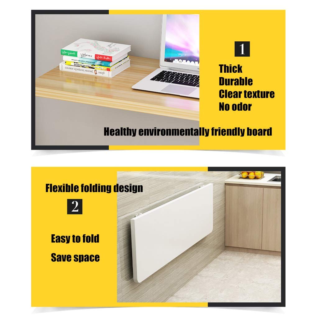 Foldable Wall Mounted Workbench Drop Leaf Table - Space Saving Solid Wood Desk for Home Office, Kitchen, Dining & Computer Work - Perfect for Small Spaces (Multiple Sizes Available)
