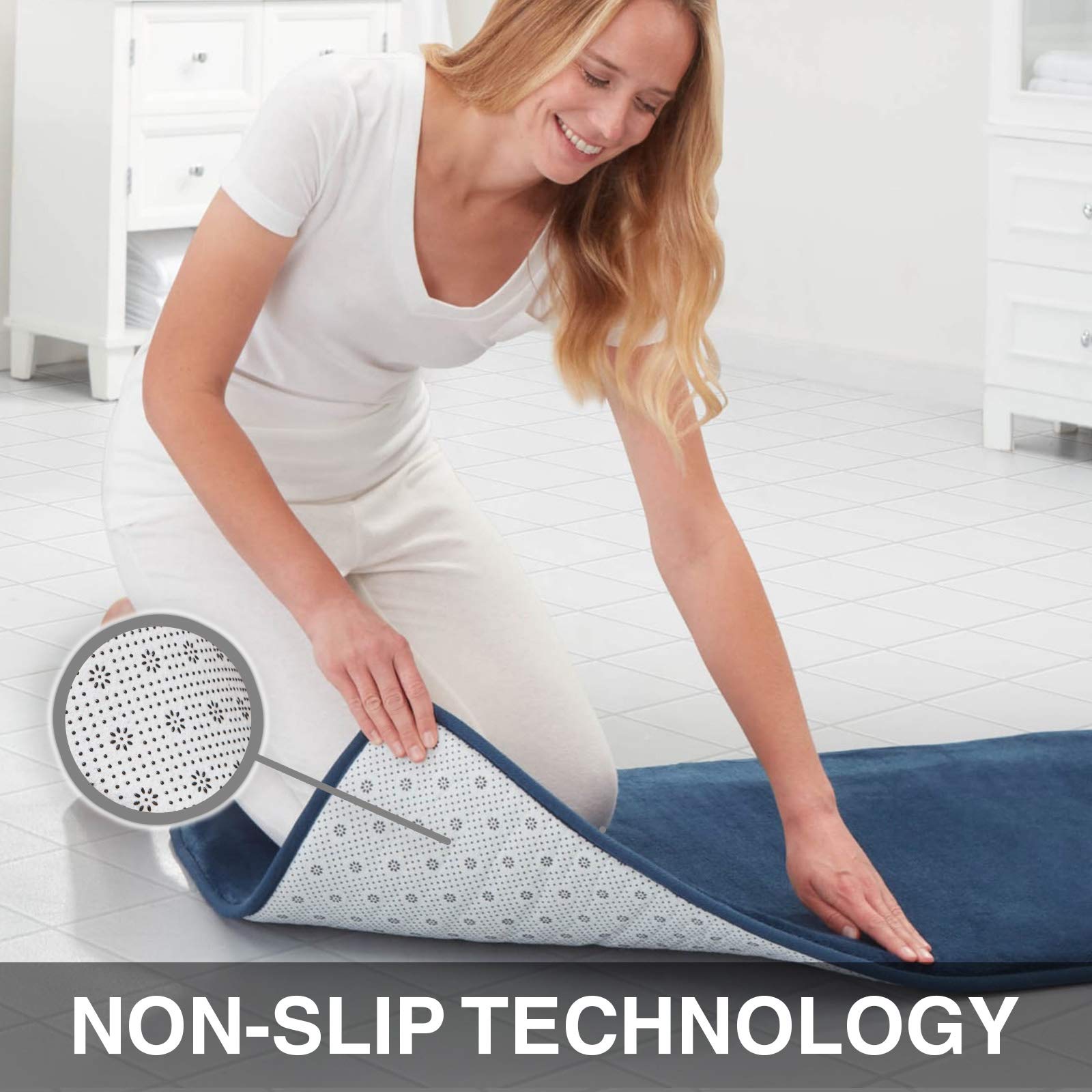 Genteele Memory Foam Bath Mat - Non Slip Absorbent Super Soft Velvet Bathroom Rug (24