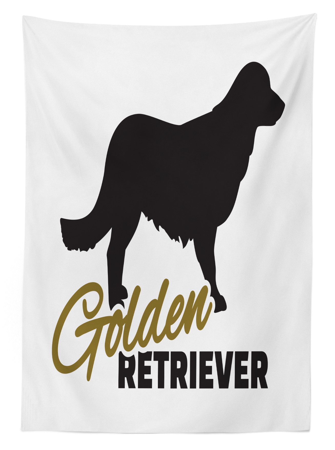 Ambesonne Golden Retriever Outdoor Tablecloth - Washable Picnic Table Cover 58x120 Inches, Black & White Dog Silhouette Design with Handwritten Text - Perfect for Backyard BBQs, Camping, and Pet Lover Gatherings