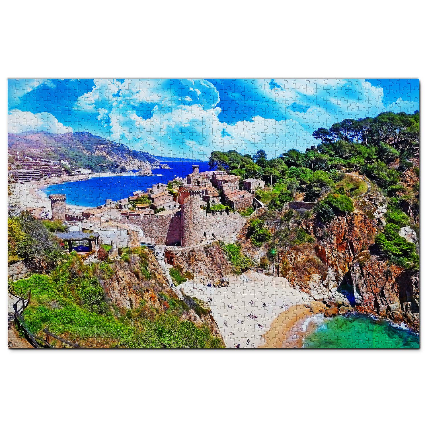 1000 Piece Spain Tossa De Mar Jigsaw Puzzle - Wooden Travel Souvenir & Home Decor for Adults & Teens - Perfect for Relaxation, Family Bonding, and Spanish Culture Enthusiasts