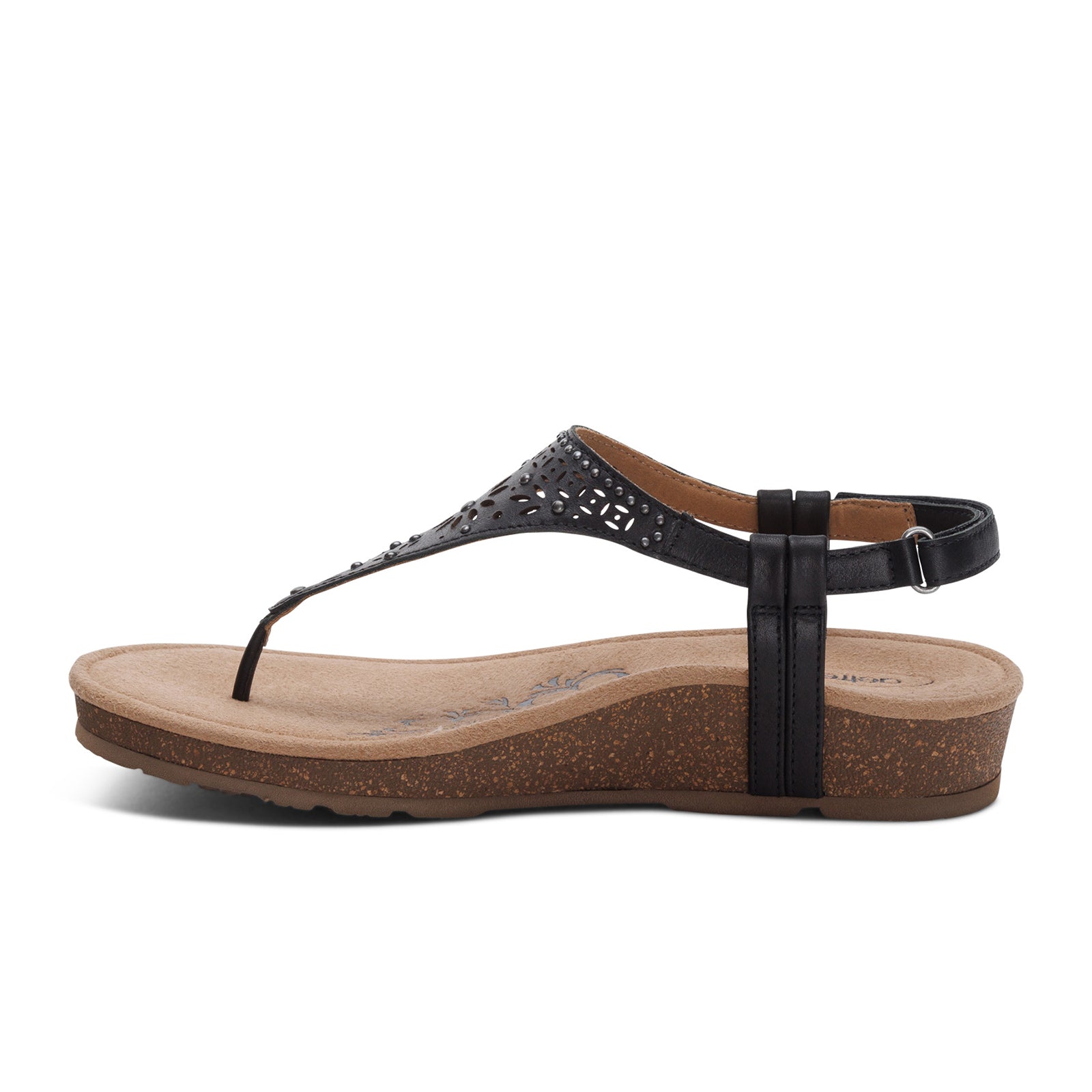 Aetrex Evelyn Women's Backstrap Sandal - Comfortable Black Orthopedic Sandals for Walking, Travel & Everyday Wear