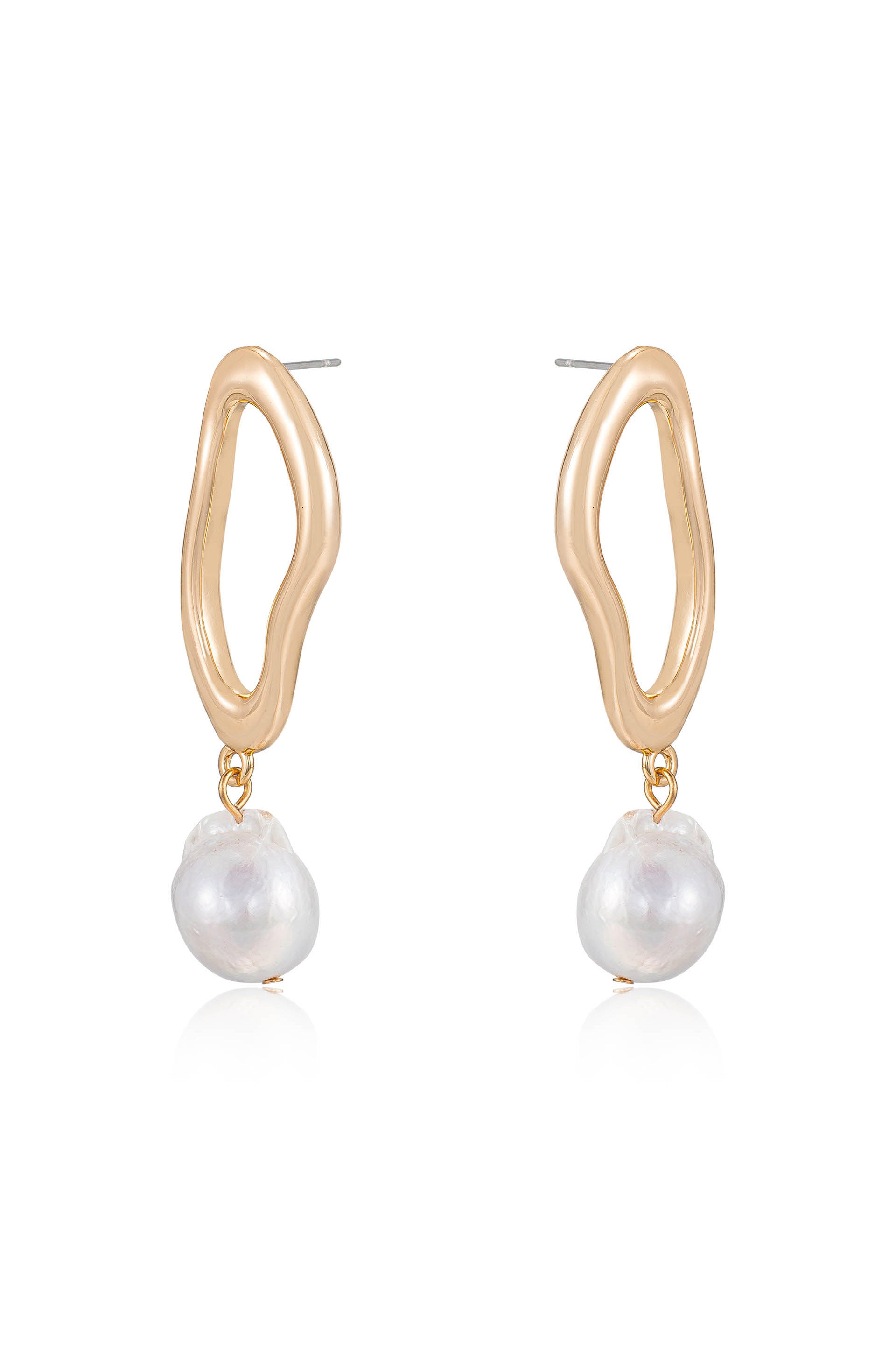 Open Circle Freshwater Pearl Earrings - Elegant Dangle Earrings for Women, Perfect for Weddings, Parties & Special Occasions