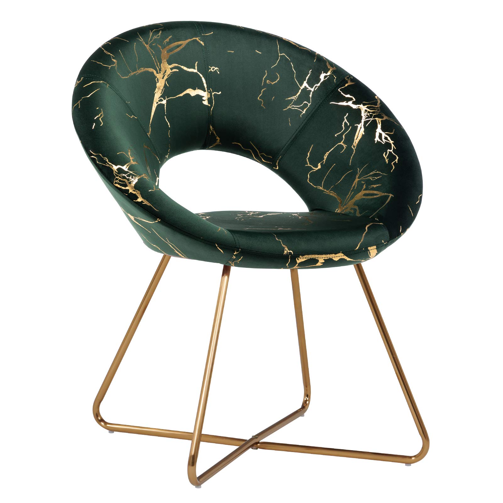 DUHOME Dark Green Velvet Accent Chair with Golden Legs - Mid-Back Vanity Chair for Living Room, Bedroom & Office Desk - Elegant Home Decor for Reading Nook, Dressing Table or Lounge Area (1 Piece)