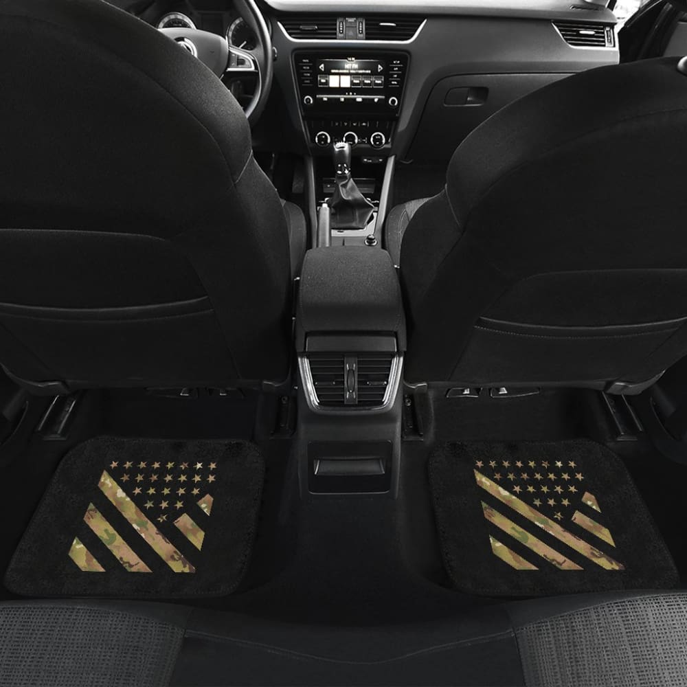 Premium Green American Flag Car Floor Mats - Stars & Stripes Design, All-Weather Protection, Non-Slip Backing - Perfect for Trucks, SUVs & Sedans - Model 211803