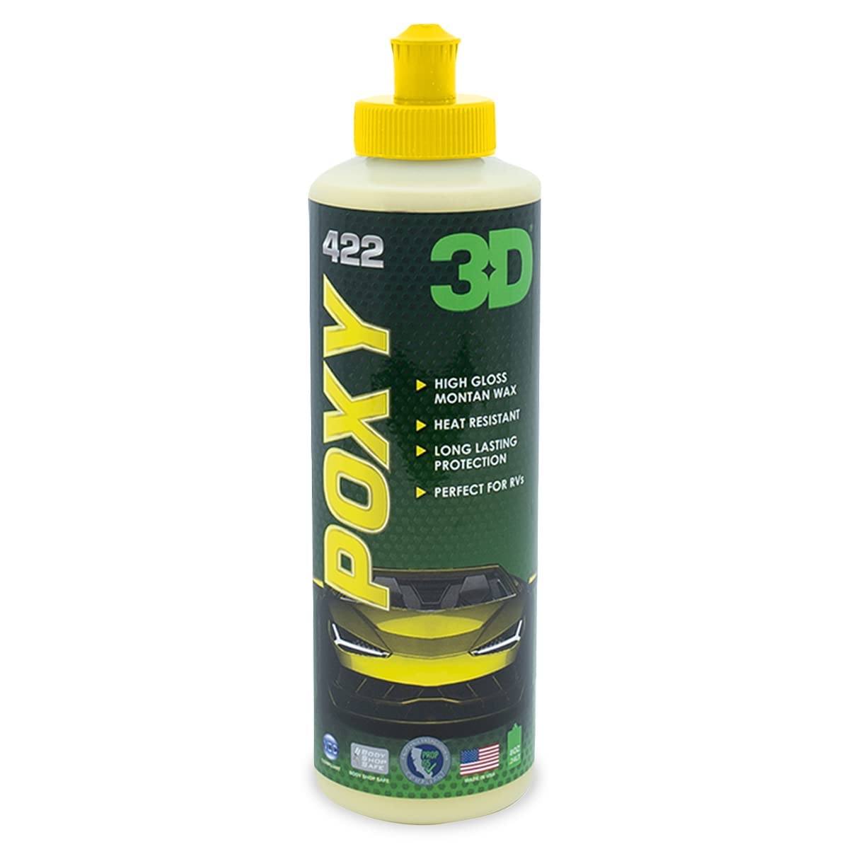 3D Poxy Montan Car Wax – 8oz High Gloss Car Wax Sealant with Long Lasting Protection – Non-Staining Auto Detailing Wax for Cars, Trucks, RVs & Boats – Butter Smooth Silky Feel, Deep Shine & Wet Look Finish – Perfect for Show Cars, Daily Drivers & Marine Vehicles