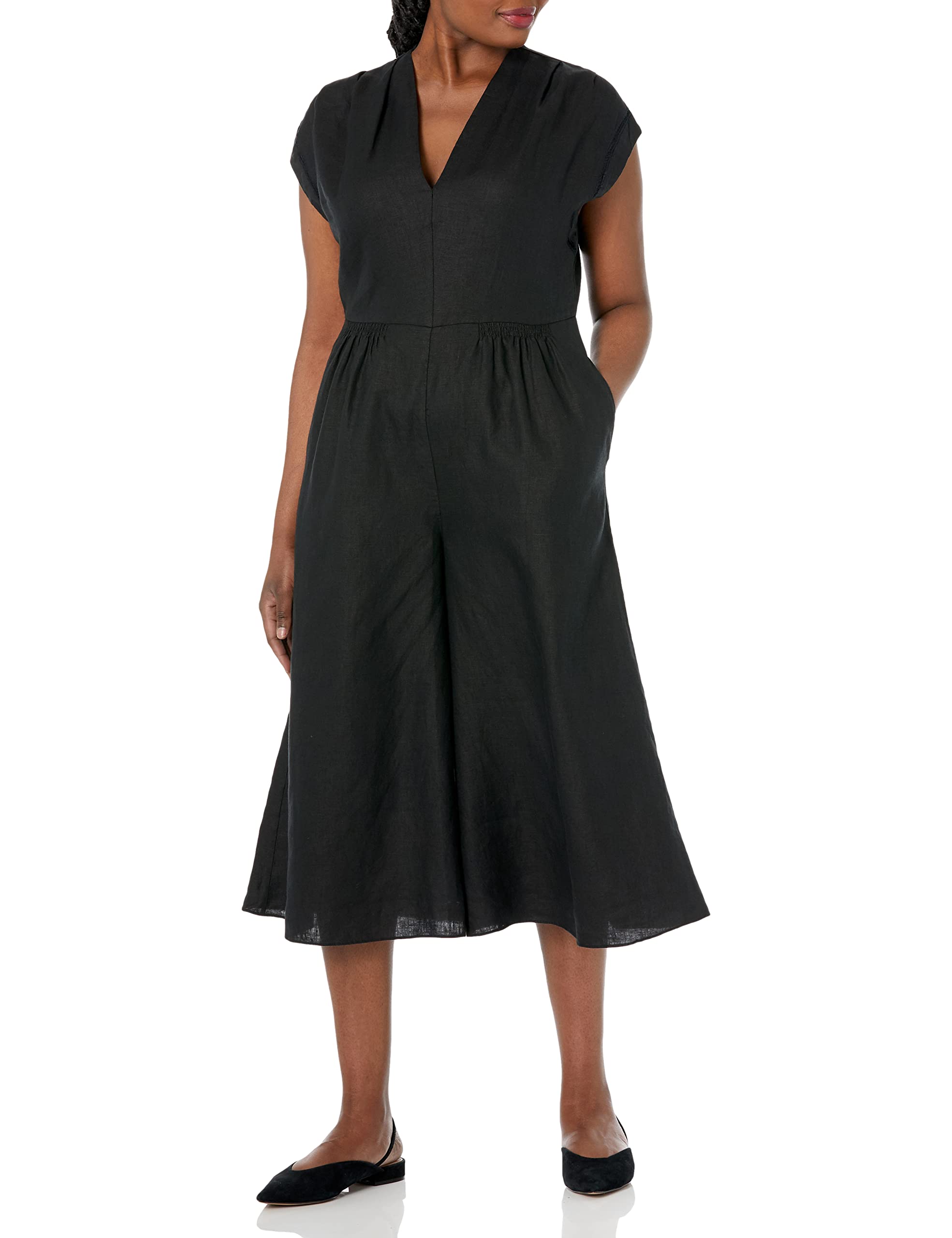 Rebecca Taylor Women's Linen Jumpsuit - Casual Summer Romper with Pockets | Perfect for Beach Vacations, Brunch Dates & Weekend Outings