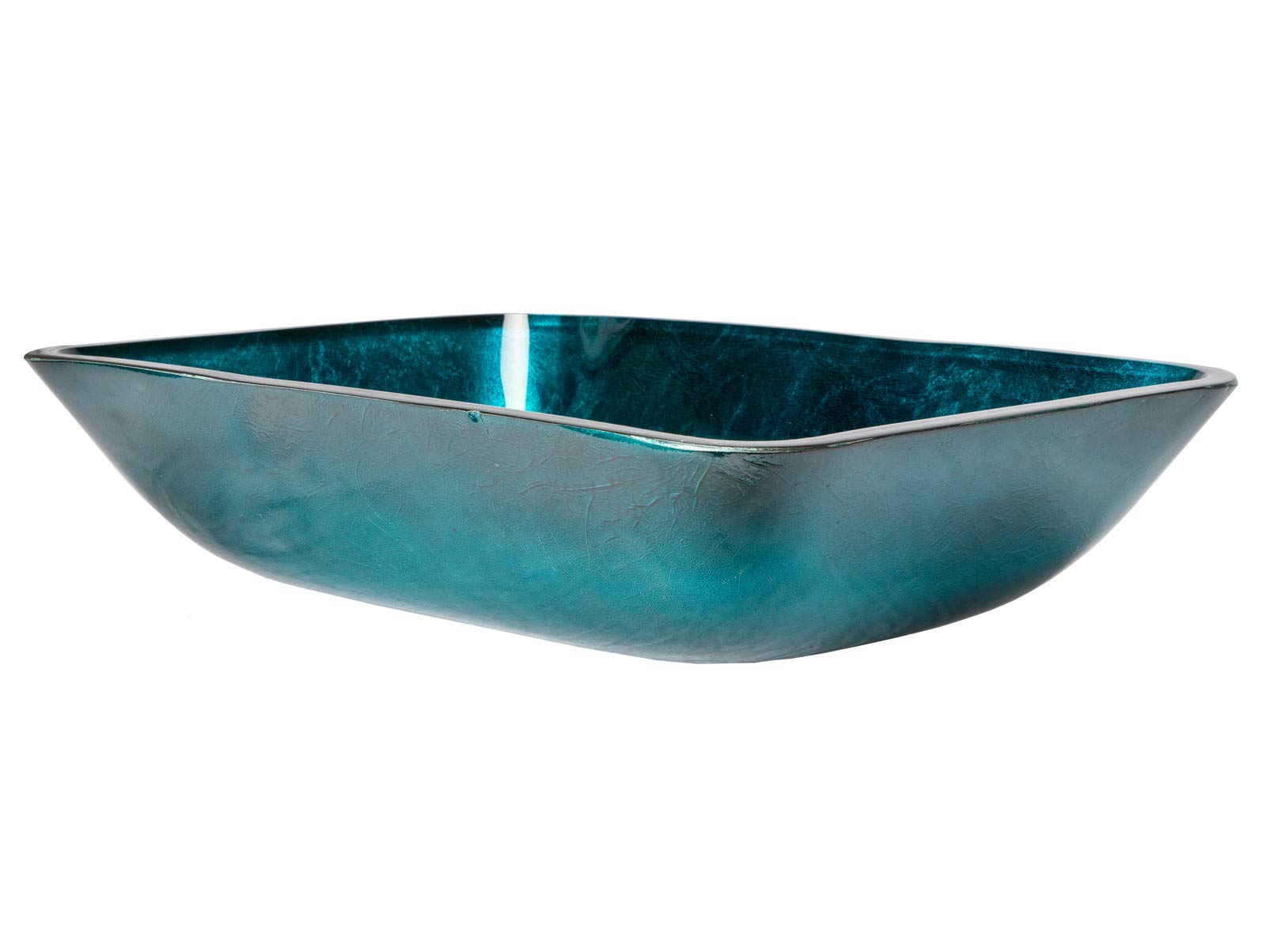Modern Rectangular Turquoise Blue Foil Glass Vessel Bathroom Sink - Stylish Vanity Basin for Contemporary Home Decor, Perfect for Bathroom Renovation and Luxury Interior Design