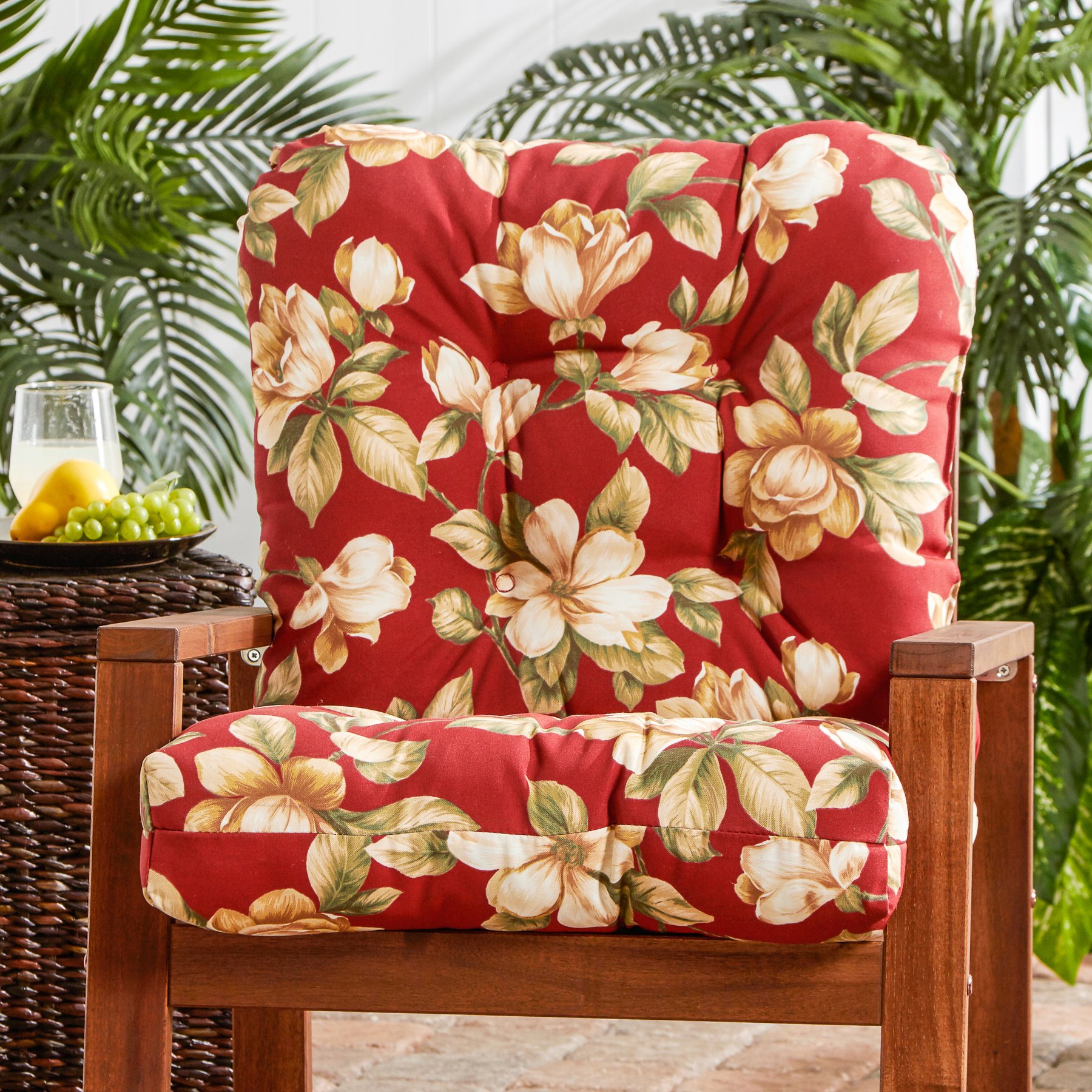Greendale Home Fashions 38 x 21 Inch Outdoor Chair Cushion with Water-Resistant Fabric - Tuscan Floral Pattern for Patio, Deck, and Poolside Lounge Chairs (Pack of 1)