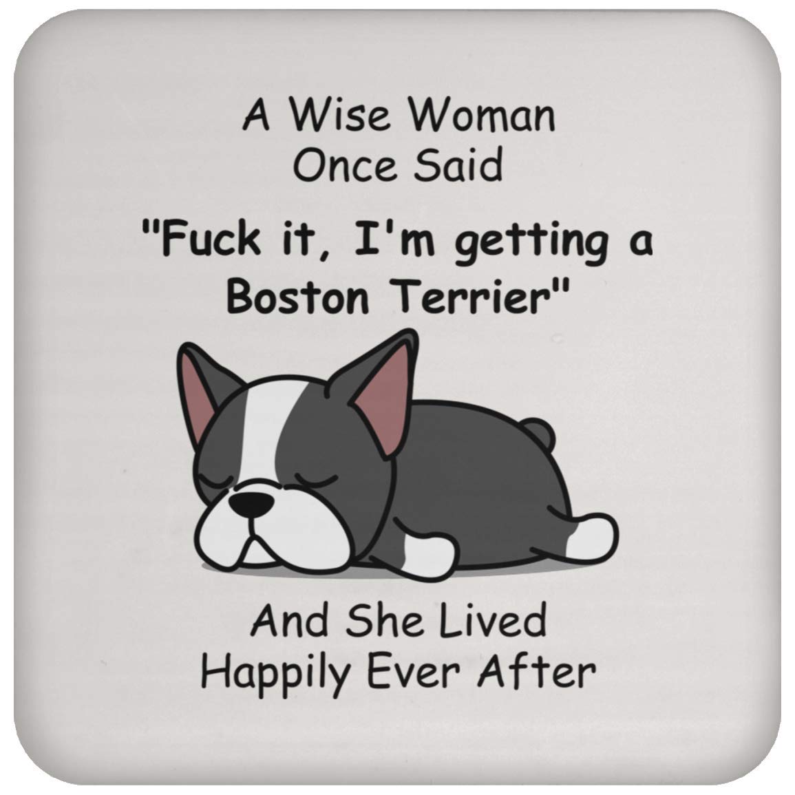 Funny Lazy Boston Terrier Coaster Set - Unique Dog Lover Gifts for Women, Christmas 2023 Present Ideas - Perfect for Home Decor, Office Desk & Coffee Table Accessories