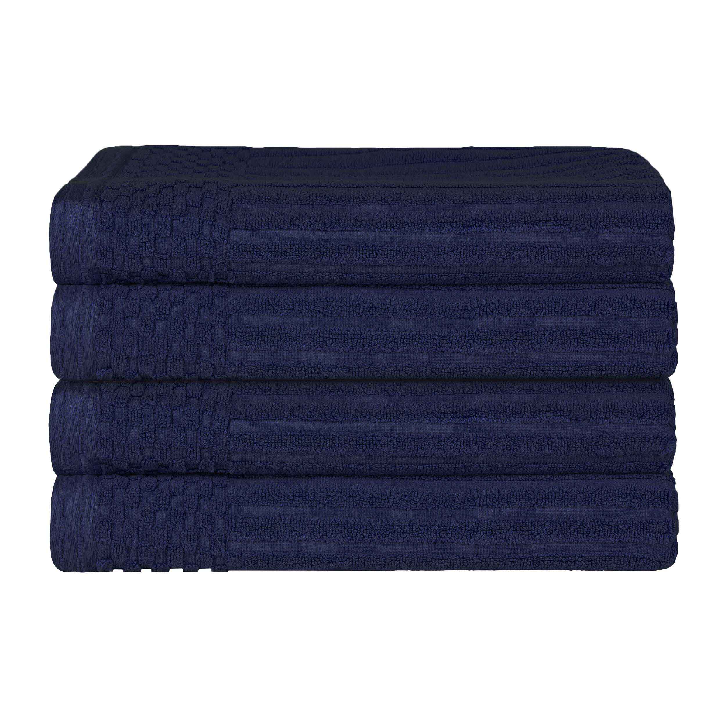 Premium Soho Ribbed Textured Cotton Bath Towels - Ultra Absorbent & Quick Dry - Set of 4 (White) - Luxury Spa, Hotel & Home Bathroom Essentials