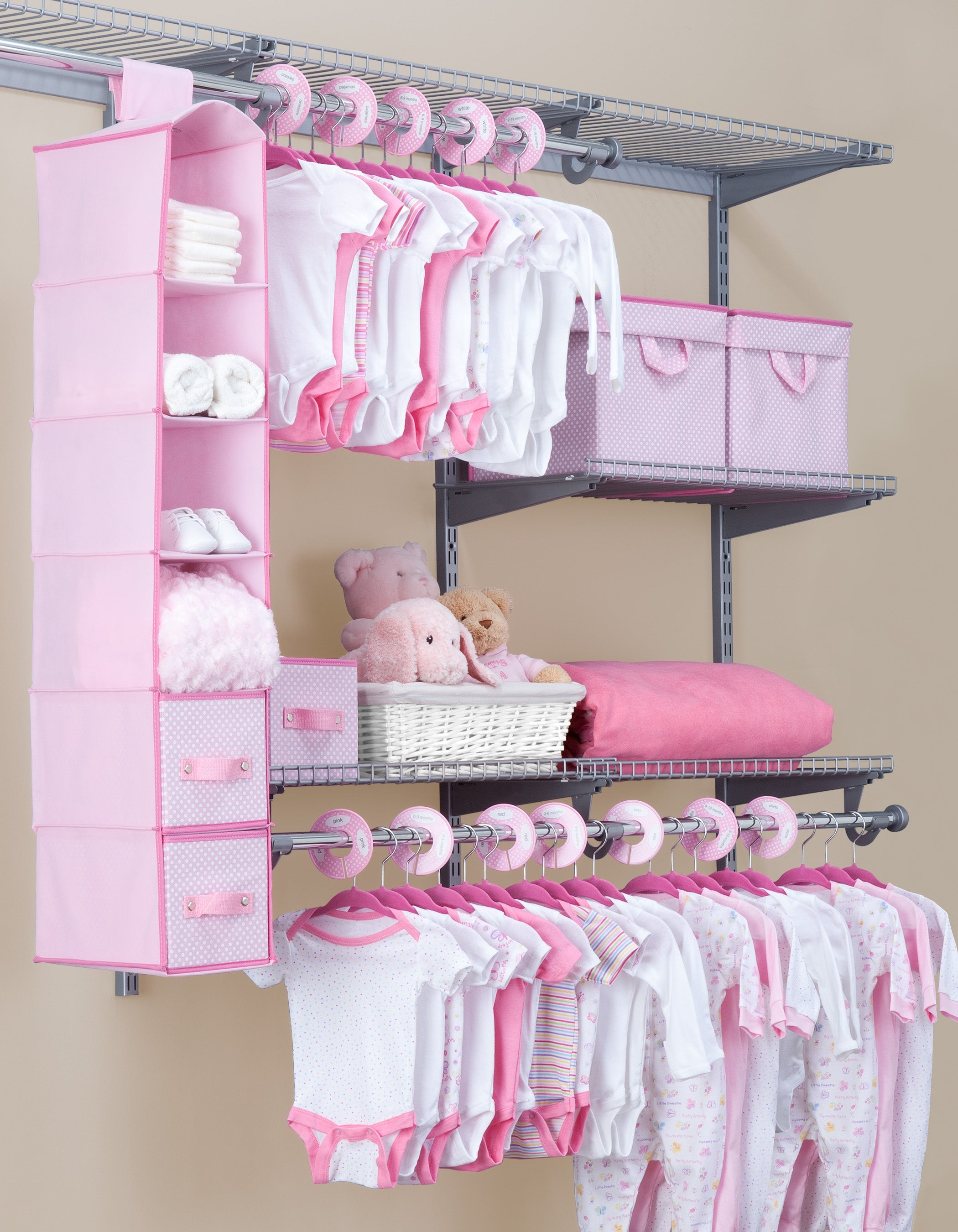 48-Piece Nursery Storage Organizer Set - Baby Clothes, Toys & Essentials Organizer for Nursery, Closet & Playroom Organization