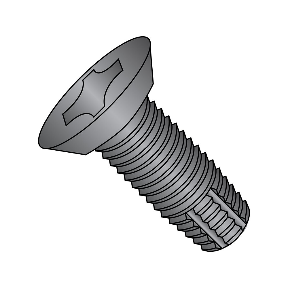 #12-24 Steel Thread Cutting Screws, Black Oxide, Phillips Drive - 50 Pack for DIY & Repairs