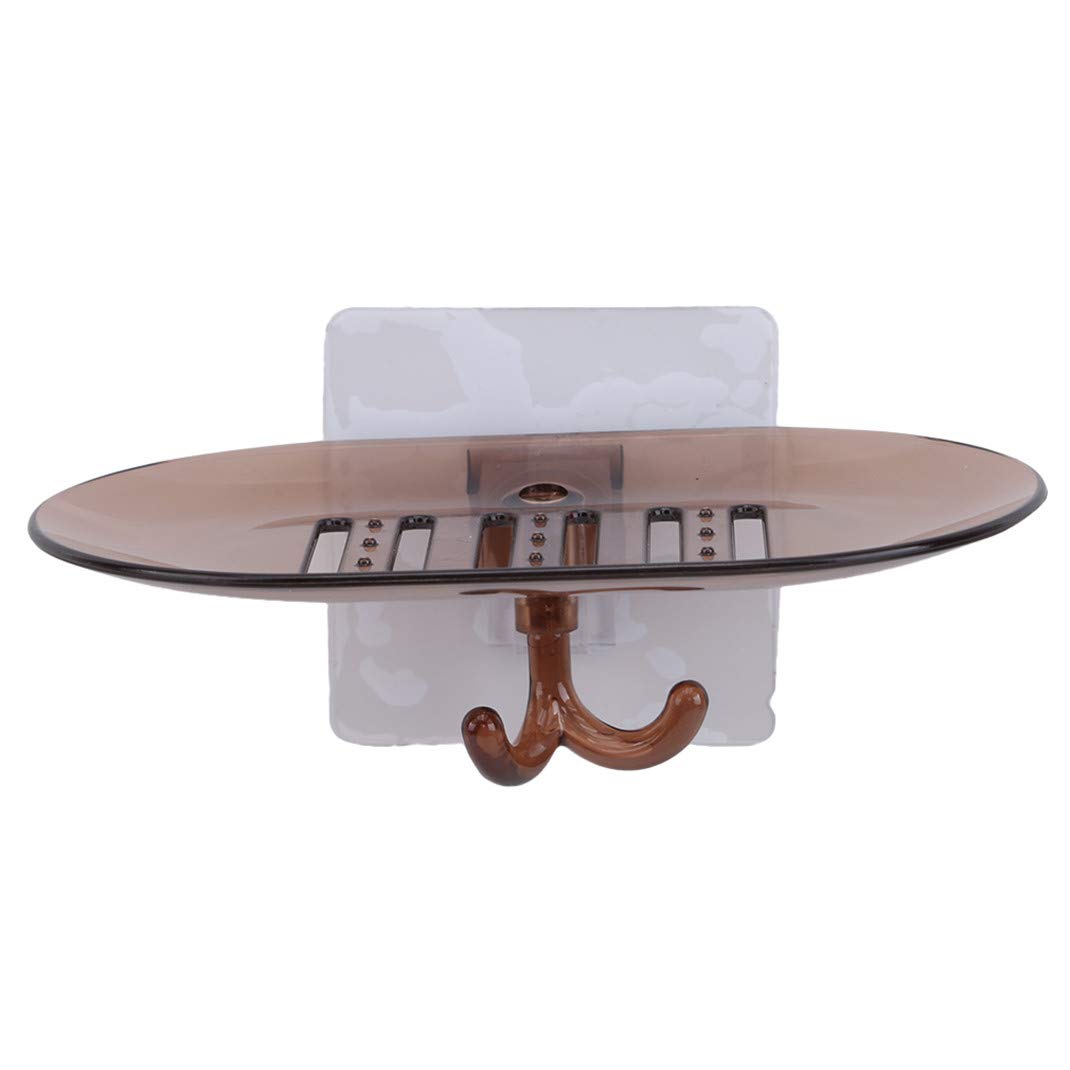 Airlove Brown Soap Holder for Shower - Wall Mounted Soap Dish Tray with Drainage, Bathroom Storage Organizer for Bar Soap, Sponge, and Accessories - Perfect for Bath, Shower, and Kitchen Use