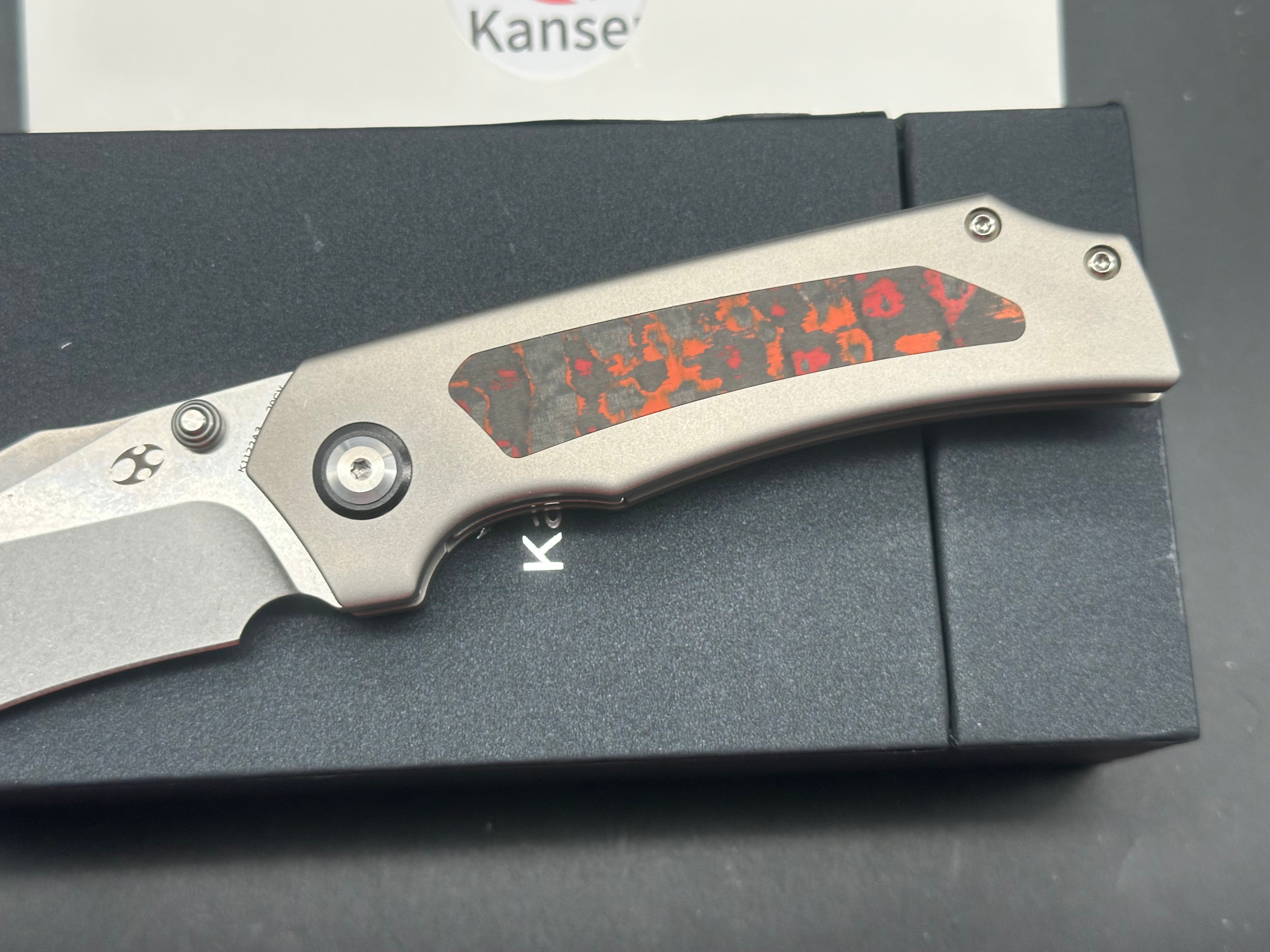 KANSEPT FERMI Folding Knife with FatCarbon Mars Valley Carbon Fiber Handle - EDC Pocket Knife for Outdoor, Camping, and Everyday Carry