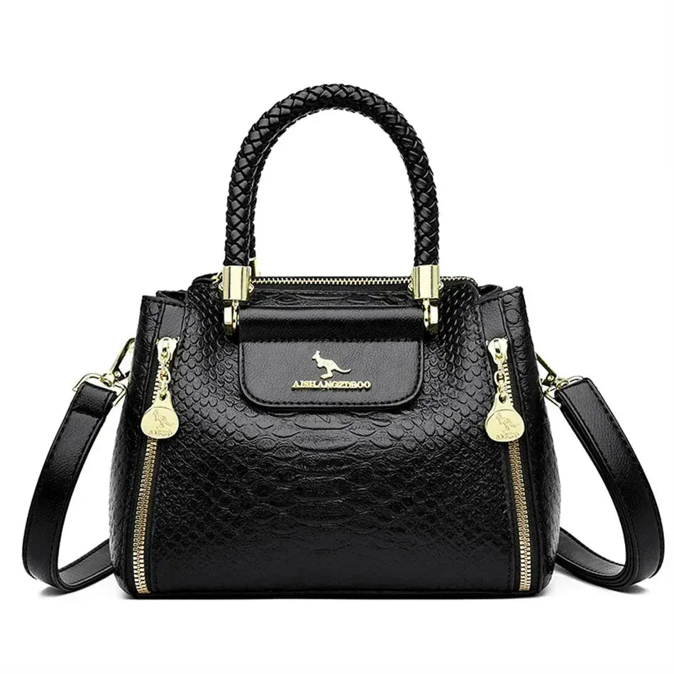 Stylish Black Leather Handbag for Women - Premium Soft Leather Tote Bag - Perfect for Work, Travel & Everyday Use