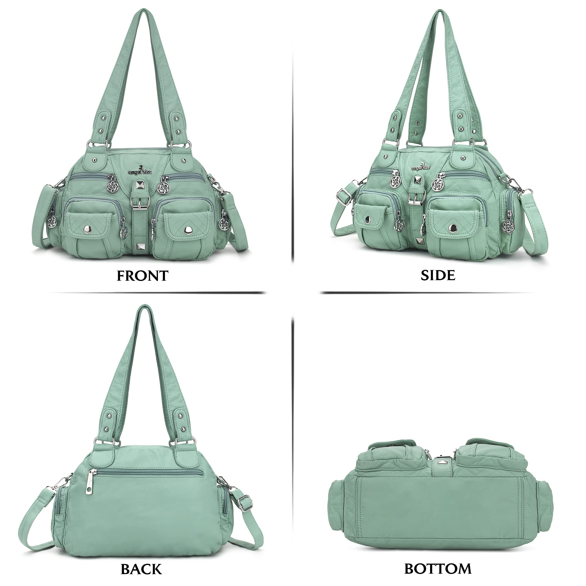 Angel Kiss Women's Soft Leather Hobo Crossbody Shoulder Bag with Multipocket & Removable Strap - Perfect for Work, Travel & Everyday Use