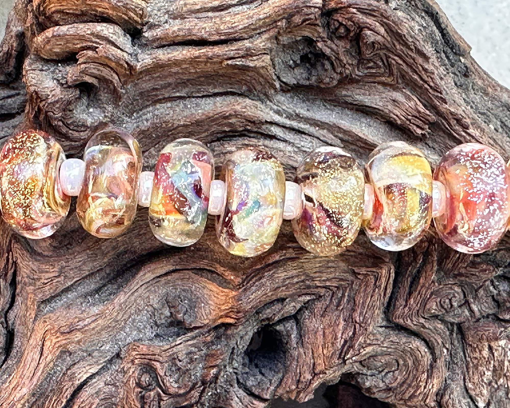 Handmade MTO Strawberry Brown Dichroic Lampwork Glass Beads for Jewelry Making - DIY Necklace, Bracelet & Earrings Crafting Supplies
