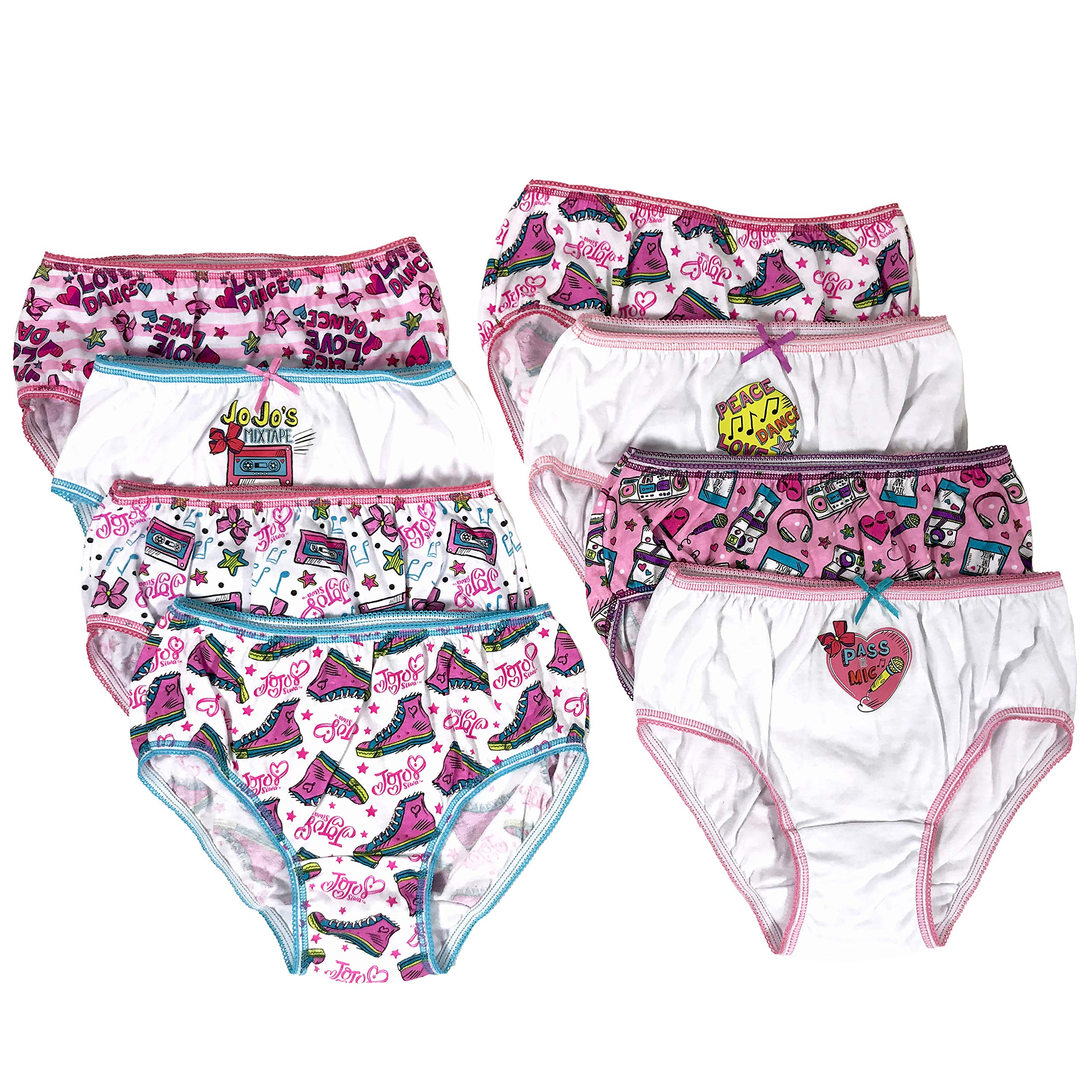 JoJo Siwa Girls' Underwear 8-Pack - Soft Cotton Briefs for Toddler, Little Kid & Big Kid Sizes - Perfect for Dance, School & Everyday Wear