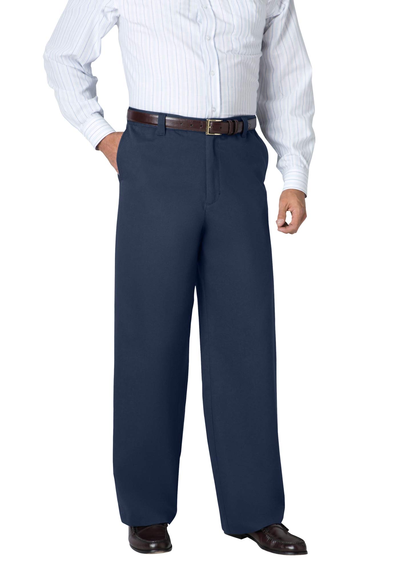 KingSize Men's Big & Tall Wrinkle-Free Dress Pants with Expandable Waist & Wide Leg - Comfortable Office Wear & Casual Business Attire for Plus Size Gentlemen