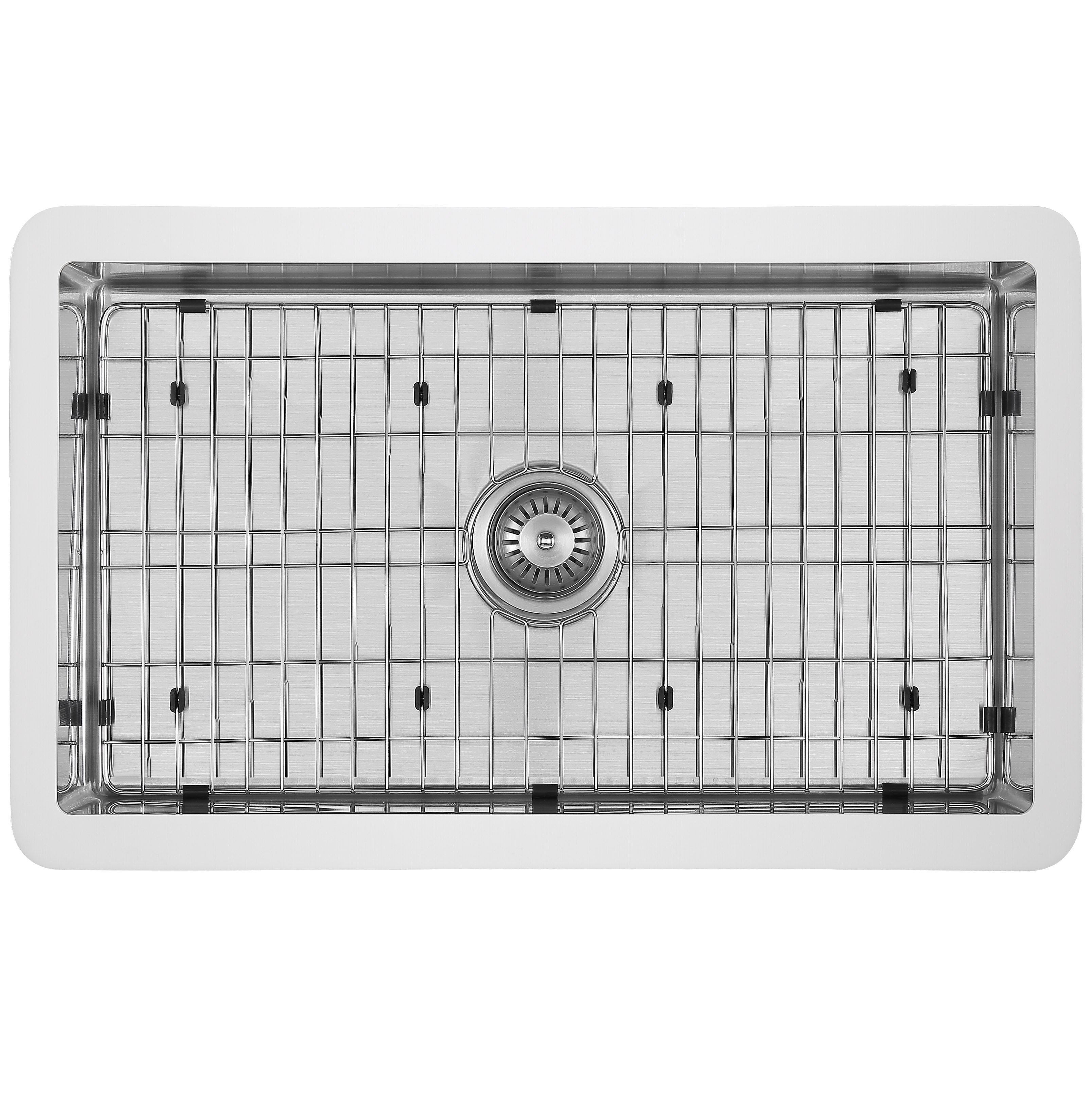 Holbrook Pure Stone Farmhouse 30-Inch Single Bowl Kitchen Sink - White & Stainless Steel Composite Granite - Durable & Stylish for Modern Farmhouse, RV, and Tiny House Kitchens